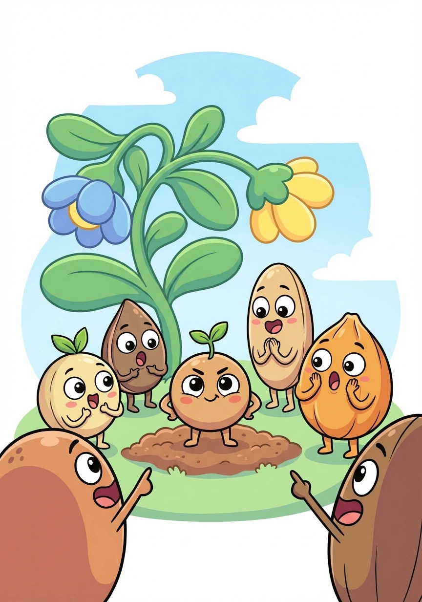 Seeing Pip's resilience, the other seeds were amazed. They realized that Pip's dream wasn't so silly after all.