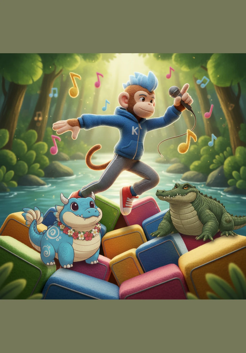 In a lush green forest beside a sparkling river, a clever monkey named Kapi lived atop a tall jamun tree. The tree was famous for its sweet, purple fruits, and Kapi spent his days happily swinging through the branches and enjoying the view.