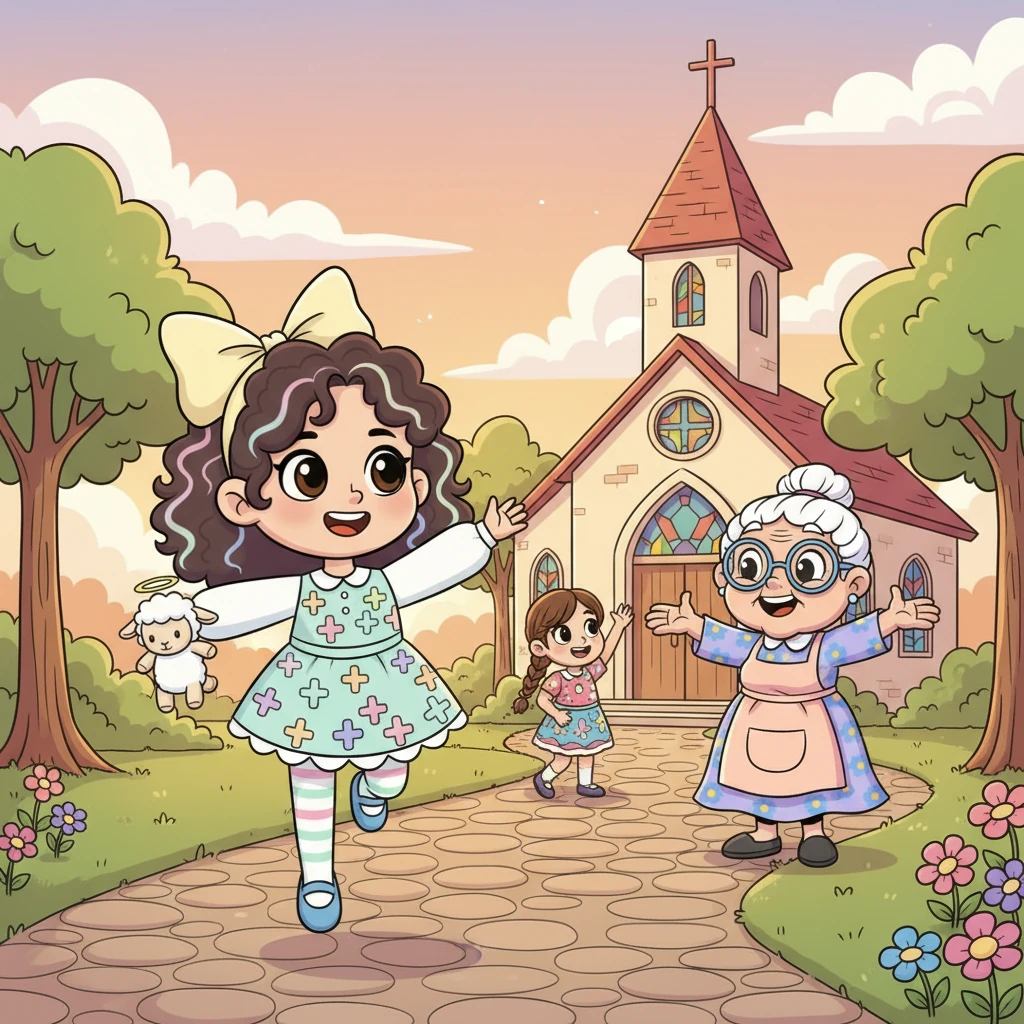 Ao voltar para casa, Lia não tinha mais a carranca. Seu coração estava leve e cheio de alegria. Ela mal podia esperar para o próximo domingo, para ouvir mais histórias, cantar mais músicas e brincar com sua nova amiga Sofia. A igreja era, afinal, um lugar mágico!