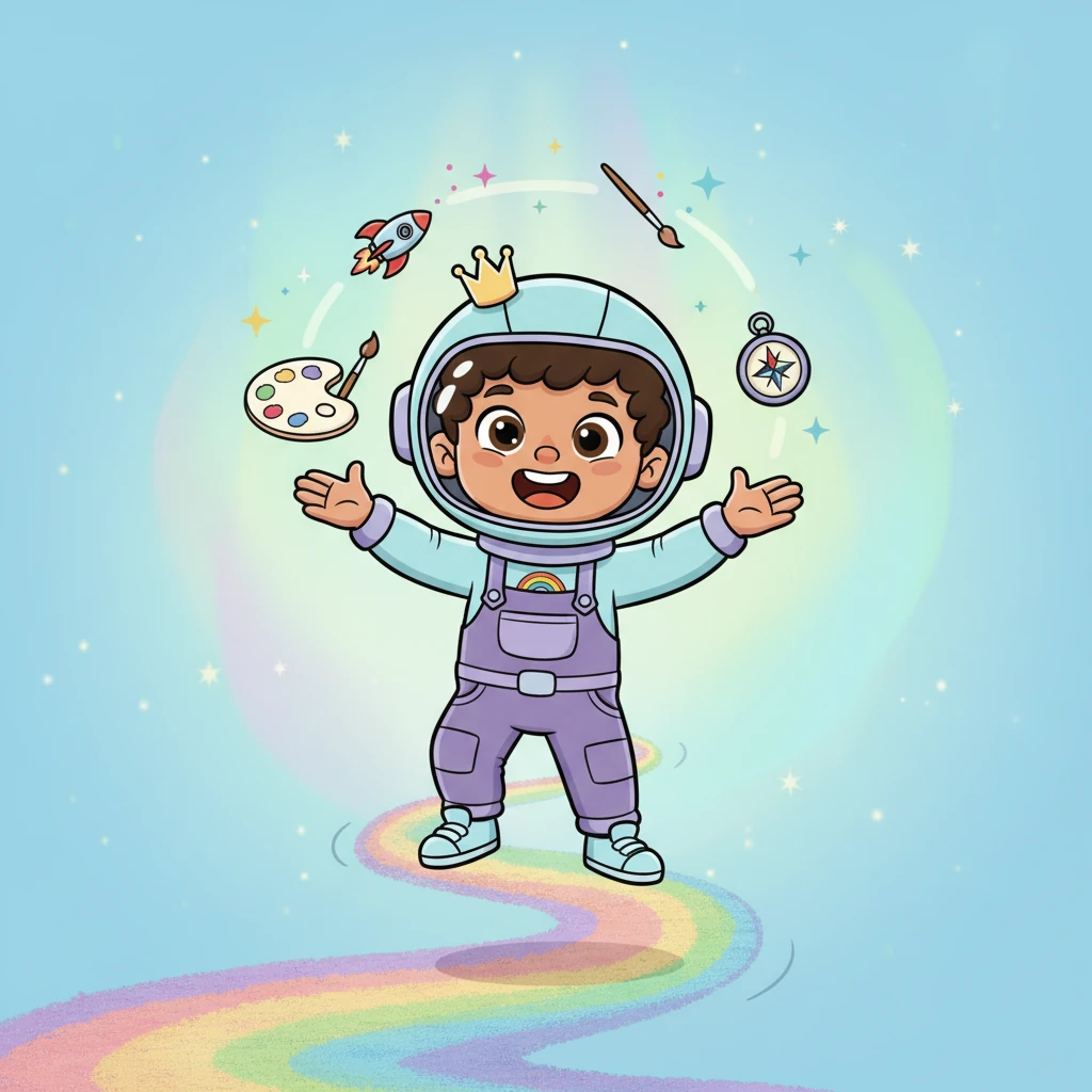 Suddenly, Pip realized something amazing! He didn't have to pick just one path today. He could try them all, or even invent brand new ones! He joyfully juggled little symbols of each path in the air.