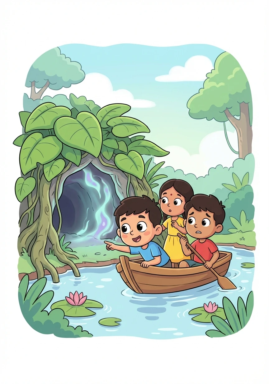Manu, Lakshmi, and Govind decide to investigate. They venture into the backwaters, where they discover a hidden cave radiating an eerie energy.