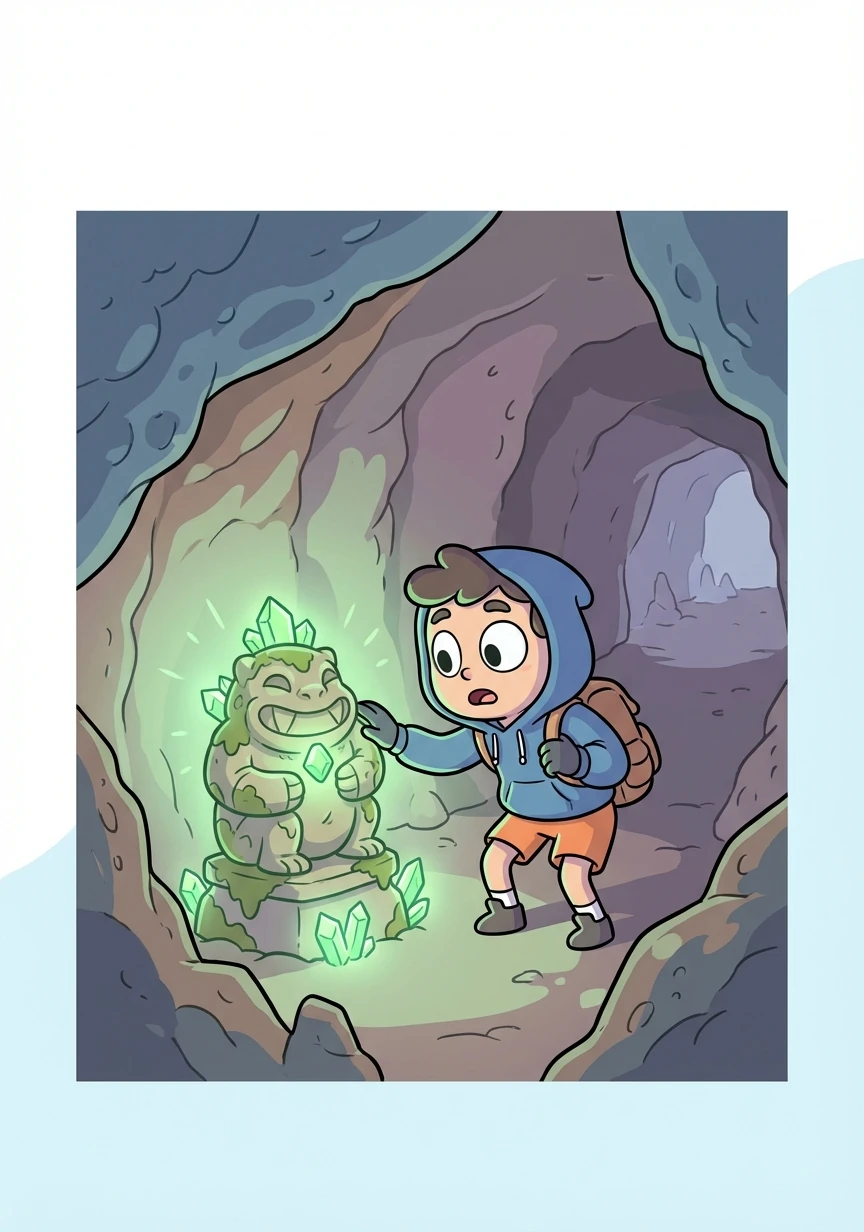 Inside the cave, they find an ancient artifact - a peculiar idol emitting the strange green glow. It seems to be the source of all the strange happenings.