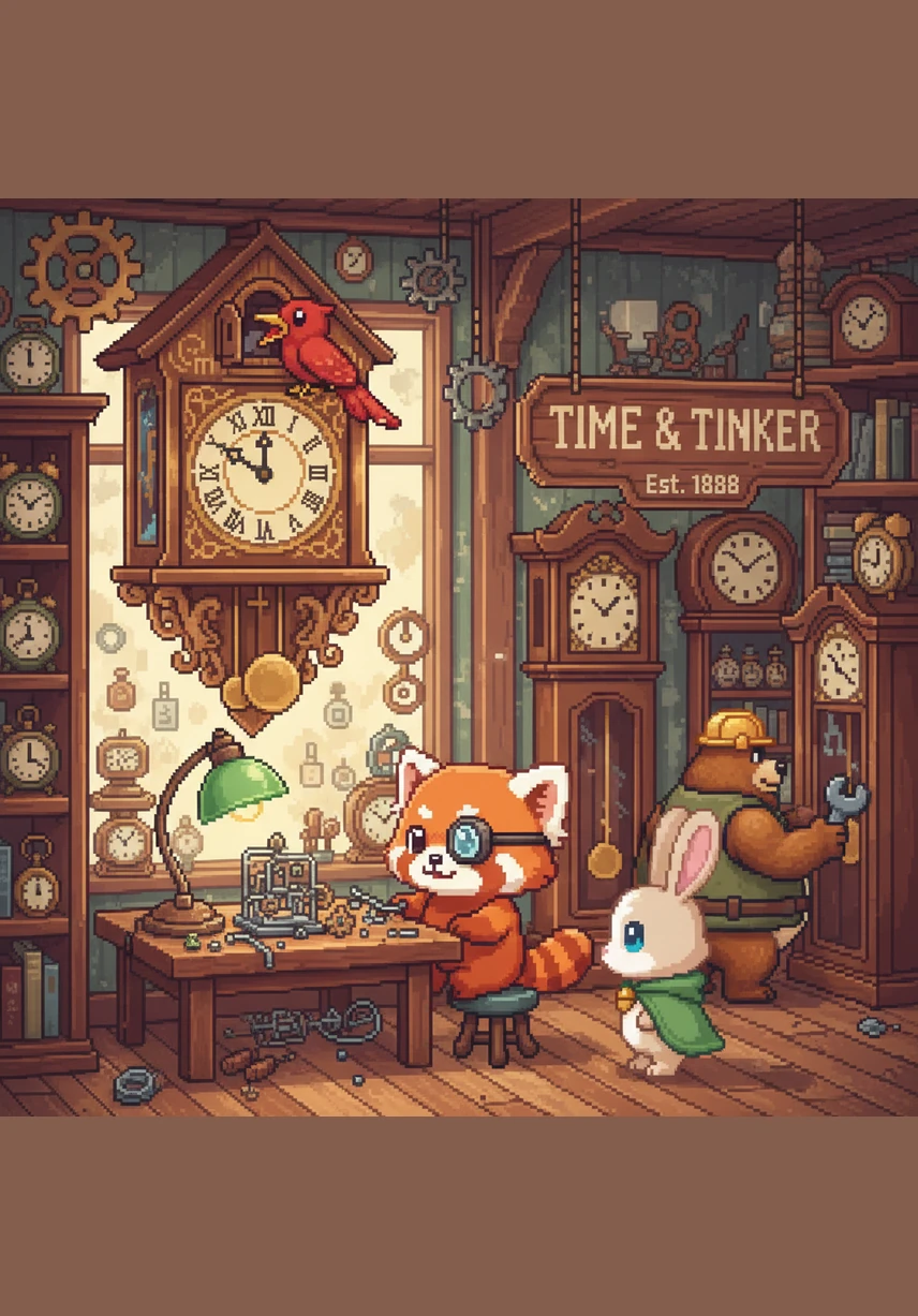 钟表店里挂着一个漂亮的大钟，长长的针指着12，短针指着3，小皮知道现在是三点钟，那是他和小伙伴约好见面的时间。