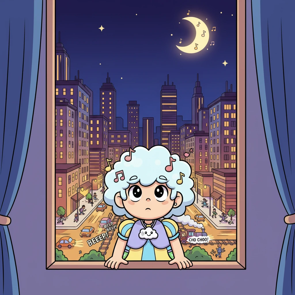 Ang lungsod ay laging gising, puno ng busina ng sasakyan, ugong ng tren, at sigawan ng mga taong nagmamadali. Si Lira, isang batang may malalaking mata at gulo-gulong buhok, ay madalas magising sa gabi dahil sa ingay. Sa kanyang bintana, nakatingala siya sa langit, umaasa sa isang sandaling katahimikan.