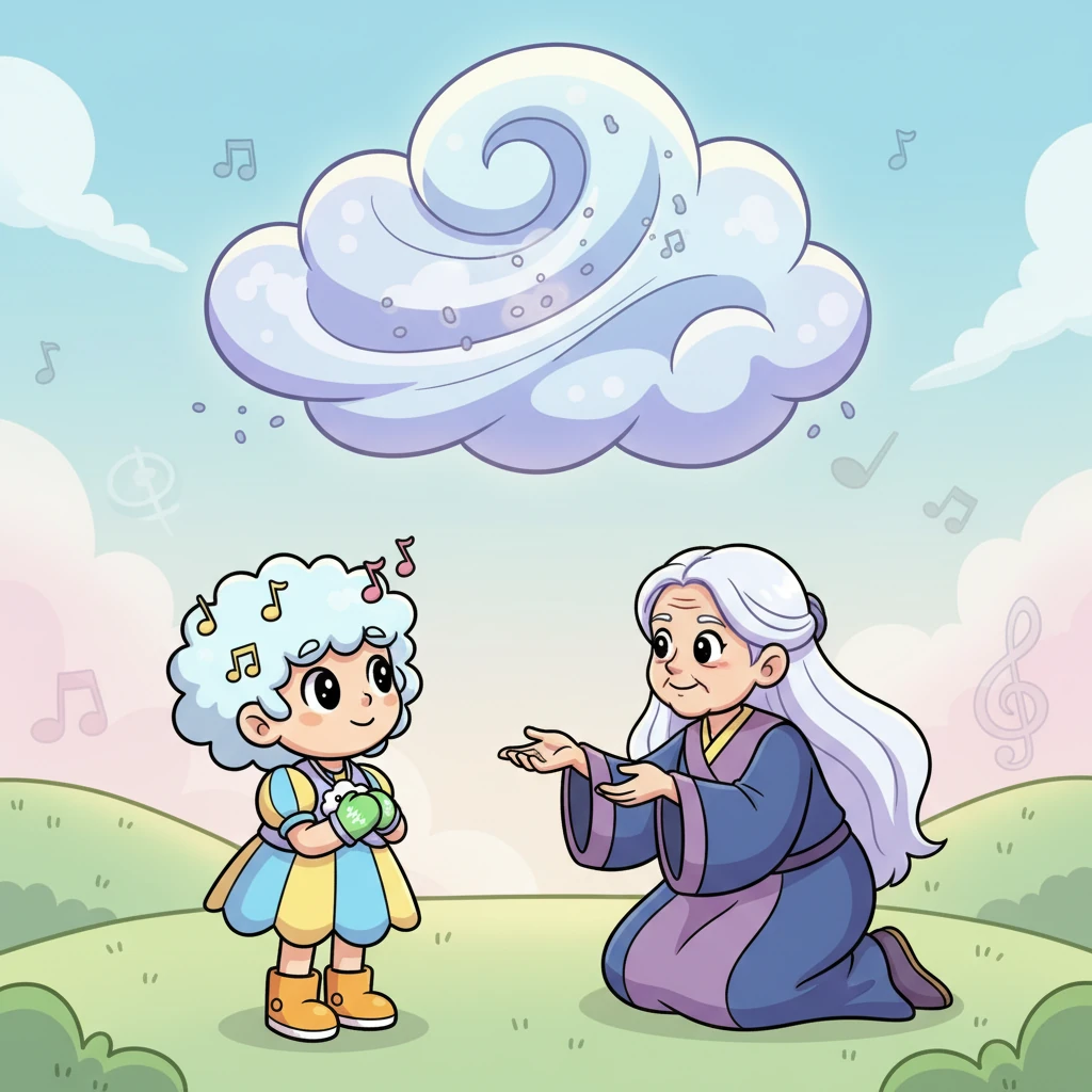 Dahan-dahang tumango ang matanda at ikinuwento ang alamat ng ulap na kumakain ng ingay. Noong unang panahon, nilikha raw ito ng kalikasan upang panatilihing balanse ang mundo, kinakain ang labis na galit at pagod na lumulutang sa hangin. Ipinakita niya ang ulap bilang isang mapayapang tagapagbantay.