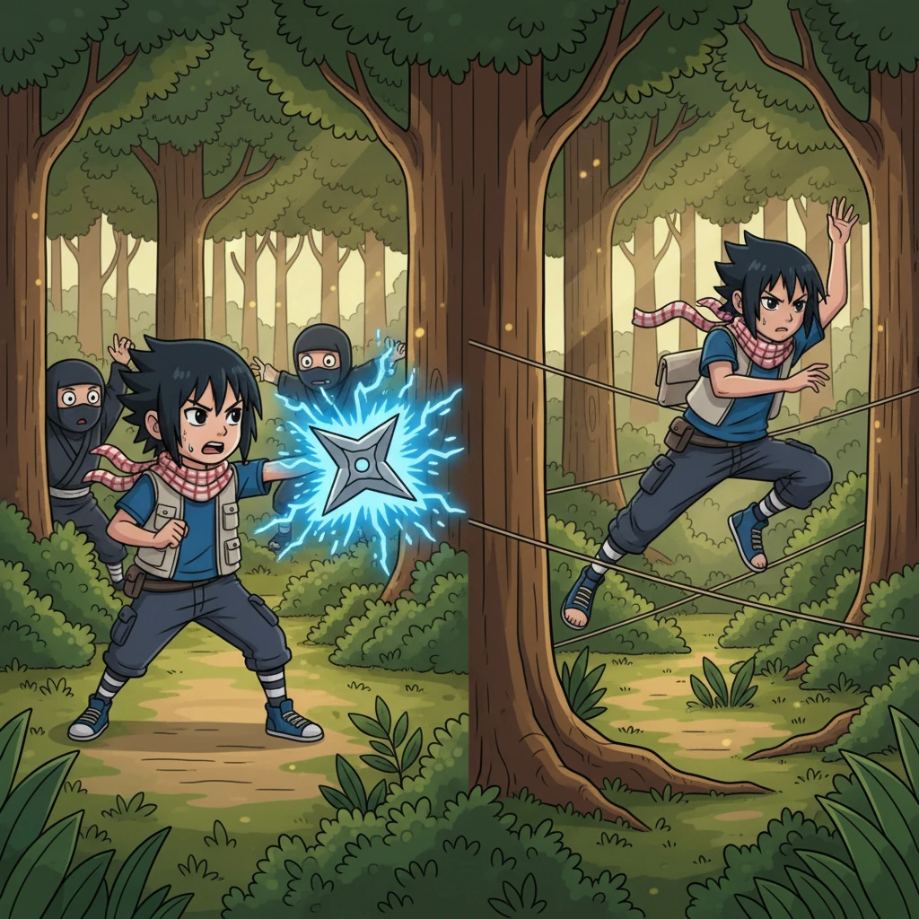 During a tense encounter with rogue ninja, Sasuke (as Yugao) instinctively uses his raw power to deflect a powerful attack, surprising their opponents and even Yugao herself. Simultaneously, Yugao (as Sasuke) expertly uses Yugao's signature agility and speed to evade a complex trap, proving their swapped skills can still be effective, albeit unconventionally.