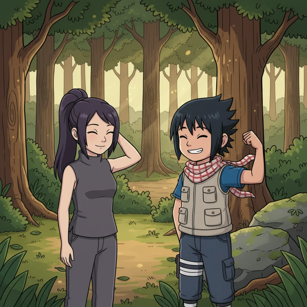 Moments later, they blink, finding themselves back in their original bodies, feeling a profound sense of relief. Sasuke flexes his own arm, a relieved smirk on his face, while Yugao runs a hand through her hair, a soft smile gracing her lips. They share a knowing glance, forever bound by their extraordinary, body-swapping adventure and the lessons they learned.