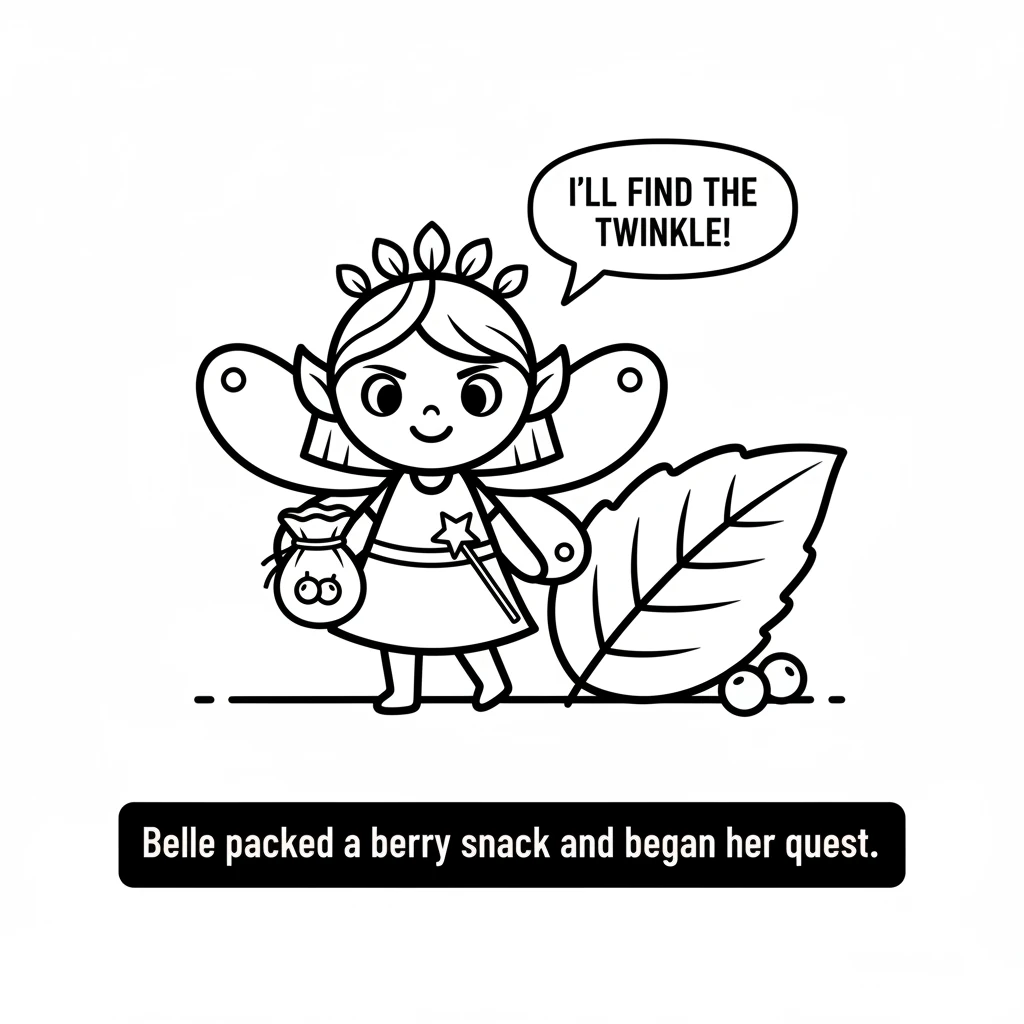 Belle knew she had to help. She carefully packed a tiny leaf pouch with a berry snack. With a determined nod, she set off on her quest to find the los