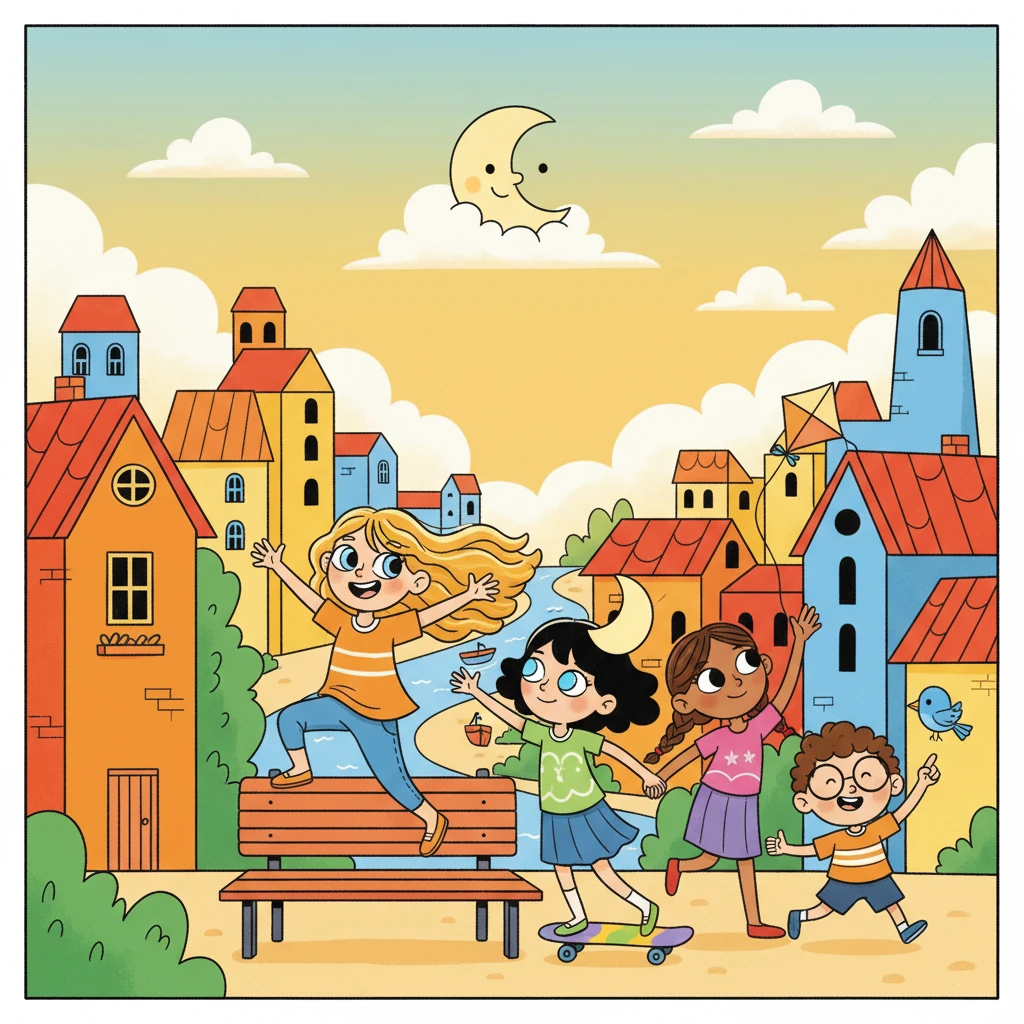 No coração de uma cidade vibrante, onde o sol sempre brilha, vivia um grupo de cinco amigos inseparáveis. Sol, com seus cabelos dourados, era o líder, sempre pronto para uma nova aventura. Luna, com seus olhos brilhantes como a lua, era a mais sonhadora do grupo.