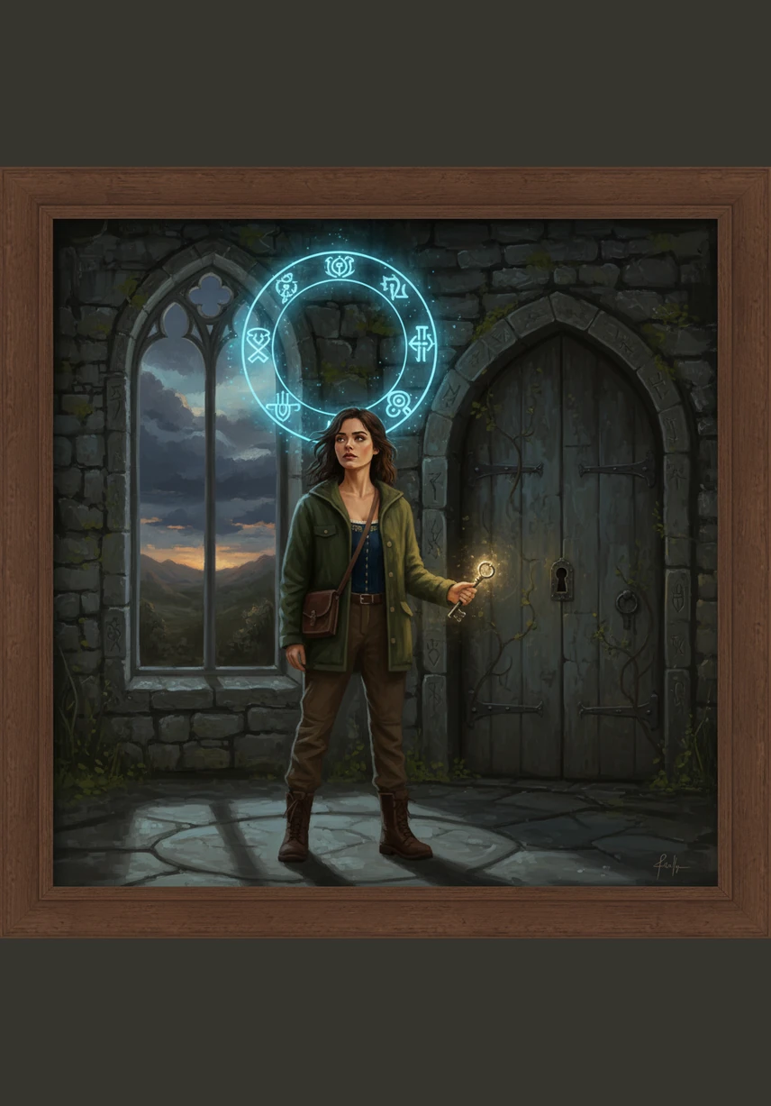 As the moon reaches its zenith, a beam of silver light strikes the purple lens, projecting a luminous map onto the circular walls of the room. The map shows a hidden path across the ocean, leading to a place that shouldn't exist on any modern chart.