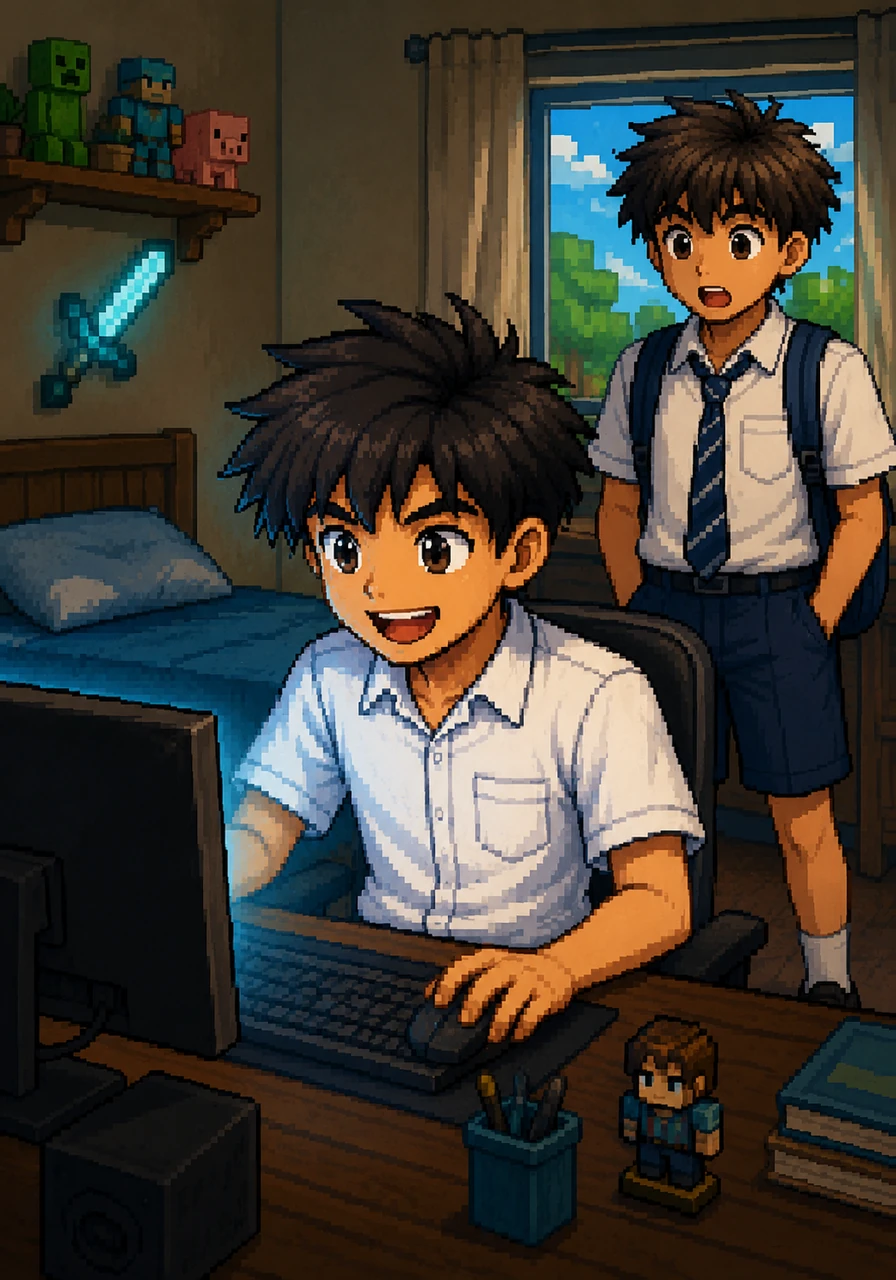 Leo loved spending his afternoons playing games and sharing funny memes on his favorite online pixel world. He felt safe and powerful behind his bright computer screen, clicking away happily.