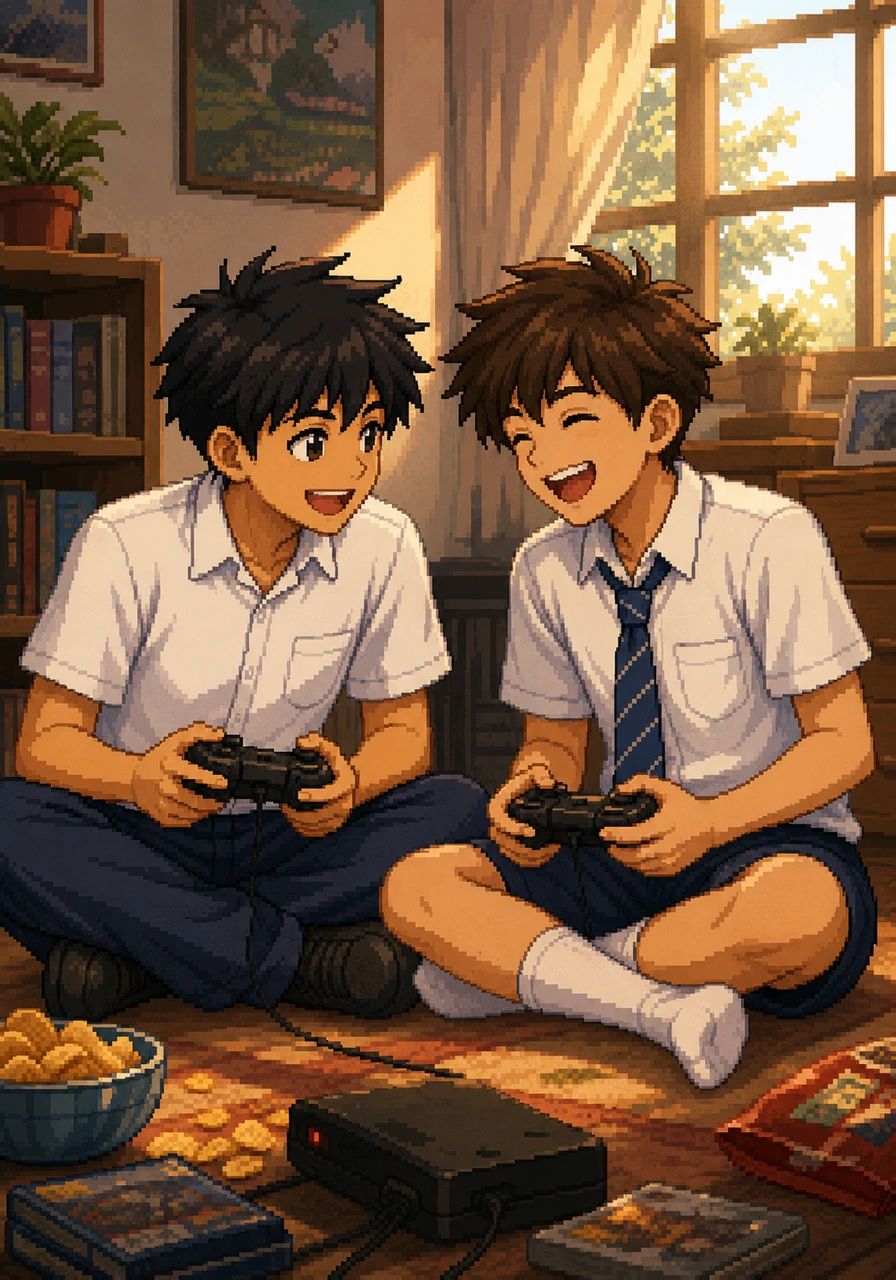 They spent the rest of the afternoon sitting together, talking about their favorite games and realizing how much they actually had in common. A new, real-world friendship began to grow.