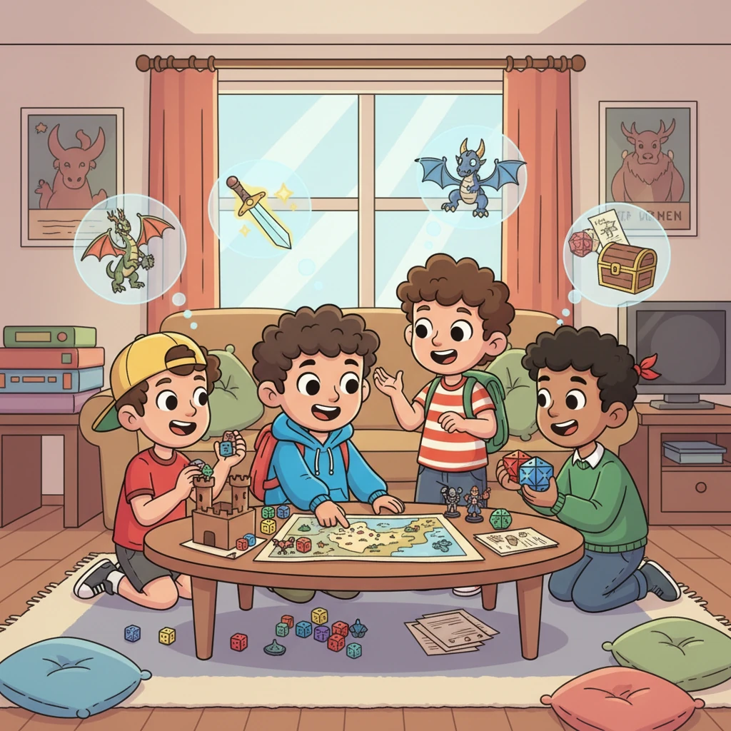 Pronto, Mike y Will se unieron a sus amigos Dustin y Lucas, formando un equipo imparable. Juntos, soñaban con batallas épicas y tesoros escondidos mientras planeaban una emocionante partida de Calabozos y Dragones en casa de Mike. Sus ojos brillaban con la emoción de la fantasía.