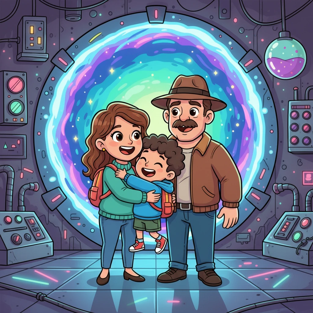 Con valentía, la mamá de Will, junto al detective Hopper, decidió investigar un laboratorio misterioso. Adentro, encontraron un portal brillante que los llevó a otra dimensión. ¡Para su alegría, allí estaba Will, y un abrazo lleno de amor los reunió de nuevo!