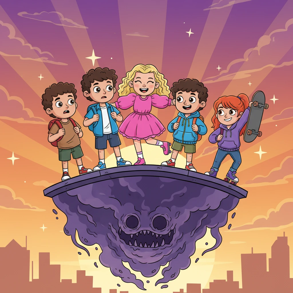 Los amigos vistieron a Once con un vestido rosa y una peluca amarilla, ¡parecía otra persona! Juntos, salieron a buscar al monstruo, lo enfrentaron con valentía y lo derrotaron. Después de la gran aventura, conocieron a Max, una chica pelirroja y muy valiente que se unió al grupo.