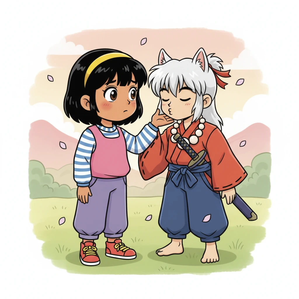 Kagome, sensing his inner turmoil, cupped his cheek, her gaze firm. “Stay with me, dog-boy. I need the man, not the beast,” she said, her voice filled with trust. He turned his face into her palm, kissing it quickly, reaffirming his promise to be there for her, man and protector.