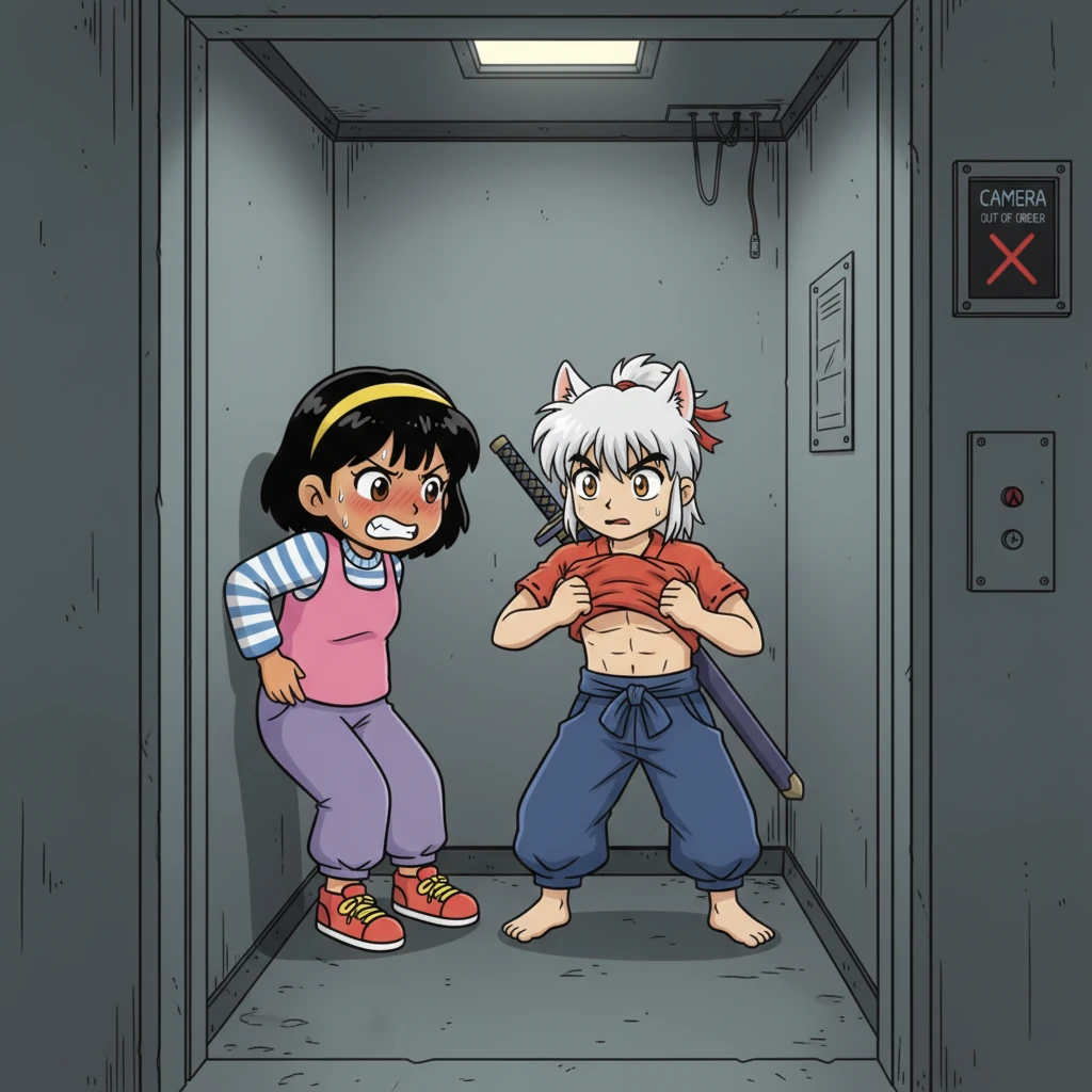 Another powerful pain arrived, making Kagome bear down involuntarily. “Elevator camera’s dead. No one’s coming. We do this ourselves,” she panted, her voice cracking with resolve. Inuyasha, his own voice hoarse, pulled his soft T-shirt over his head, bunching it to tuck behind her hips, creating a small, warm nest.