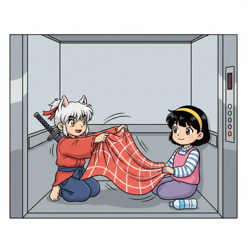 Their small elevator became their entire world, a cozy, if unusual, birthing room. Inuyasha found her half-full water bottle and her special red picnic blanket, which smelled of home. He shook out the familiar blanket, letting its cheerful color spread between them like a hopeful flag against the metallic walls.