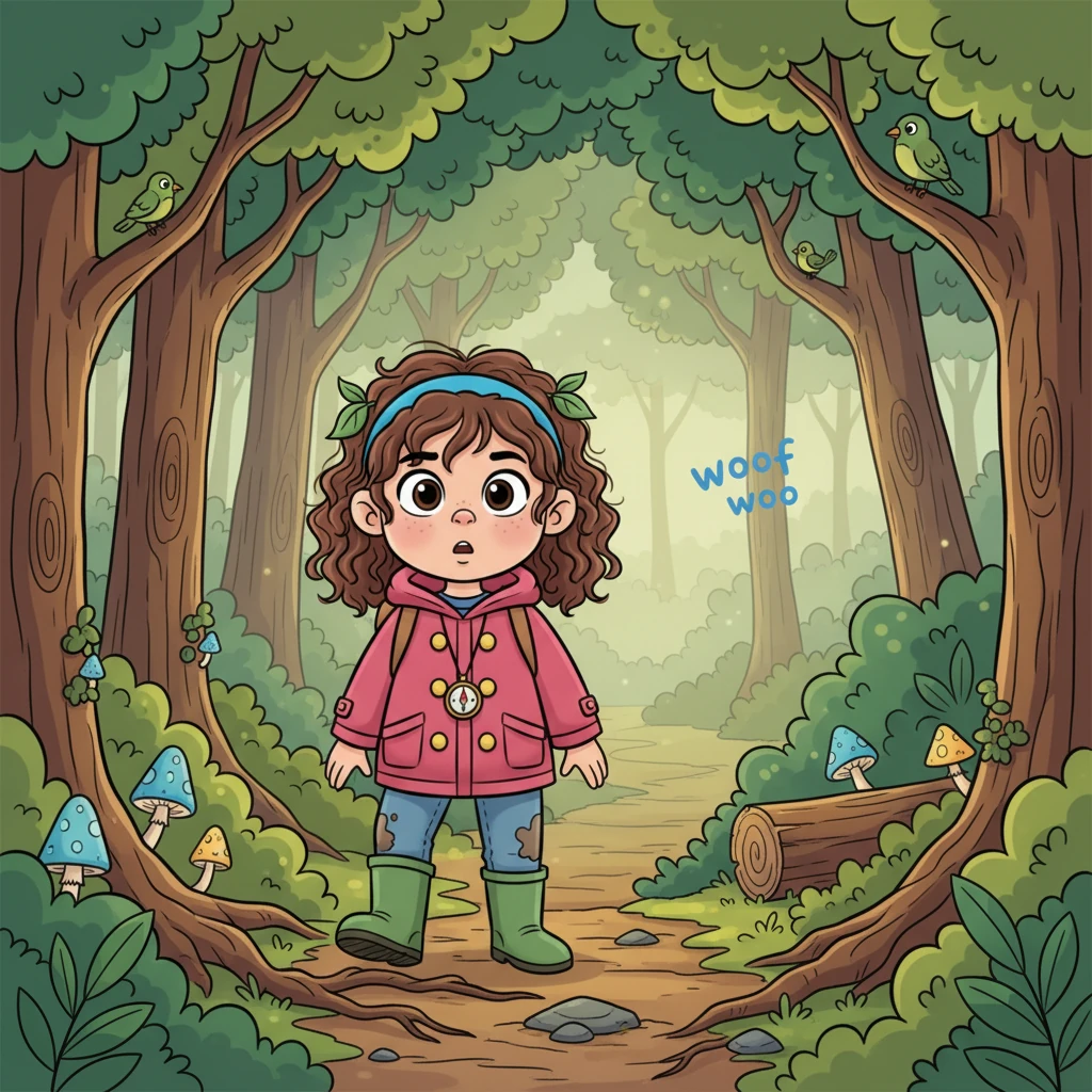 Sem hesitar, Lila decidiu entrar na floresta, que agora parecia um pouco mais misteriosa, mas ainda convidativa. Ela ouviu um latido fraco ao longe, o que a encorajou a seguir em frente. Cada passo a levava mais fundo no desconhecido.