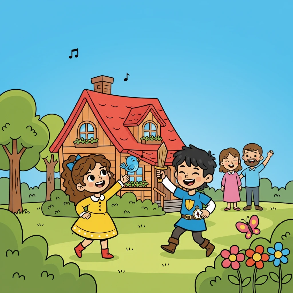 Ester e Estevan acordaram em uma manhã ensolarada, com o canto dos pássaros. Eles viviam em uma casa aconchegante, cheia de amor e alegria. Seus pais, sempre presentes, eram seu maior tesouro.