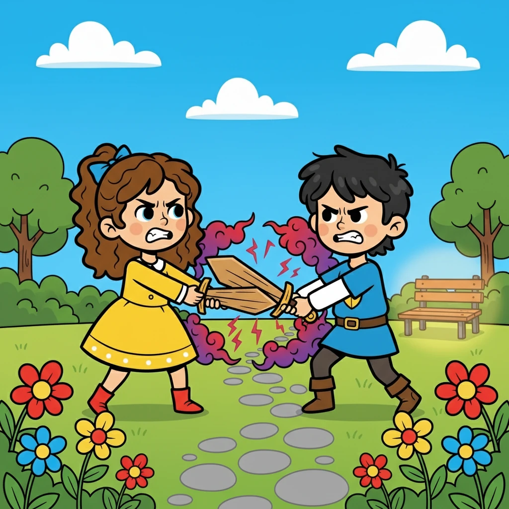 Ester e Estevan foram brincar no jardim, mas logo se desentenderam por causa de um brinquedo. A raiva começou a tomar conta de seus corações, mas eles lembraram das palavras da mãe.