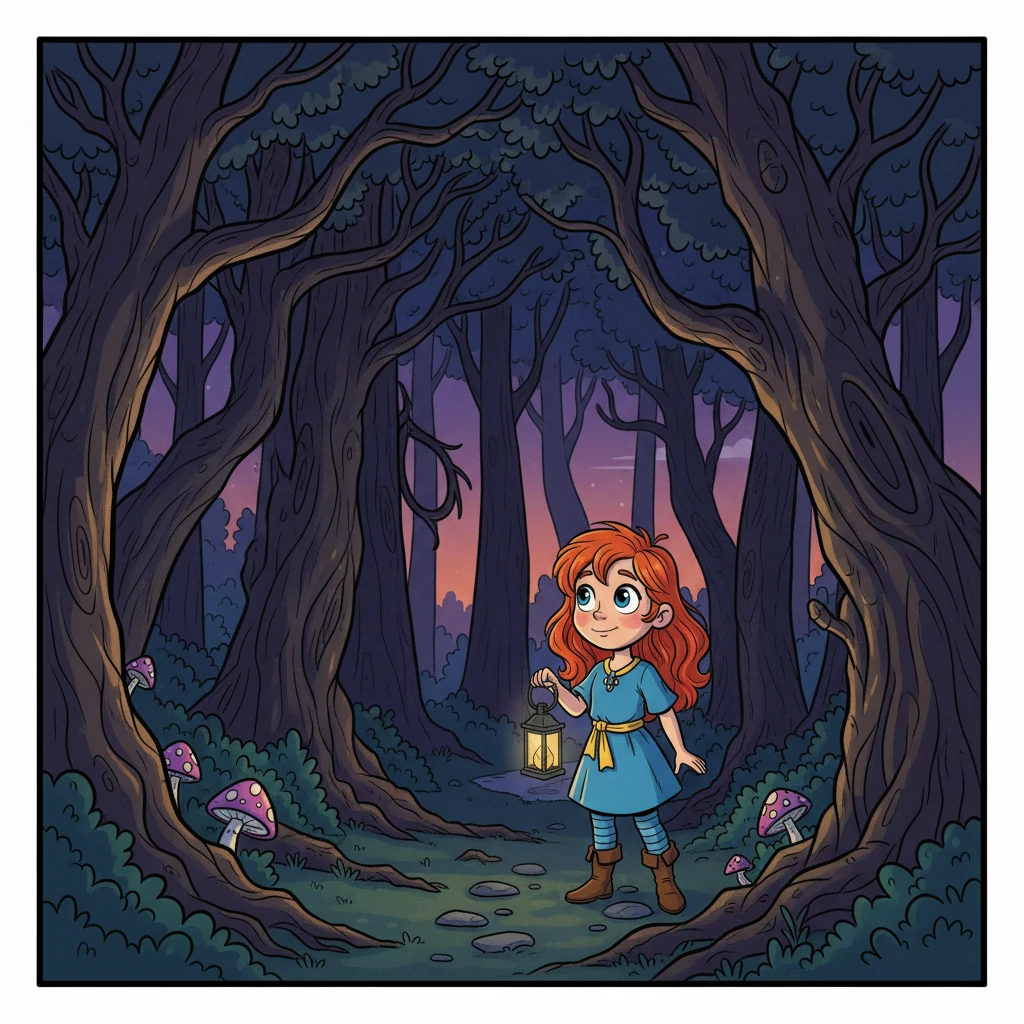 A entrada da floresta era escura e sombria, com árvores altas e retorcidas que pareciam alcançar o céu.