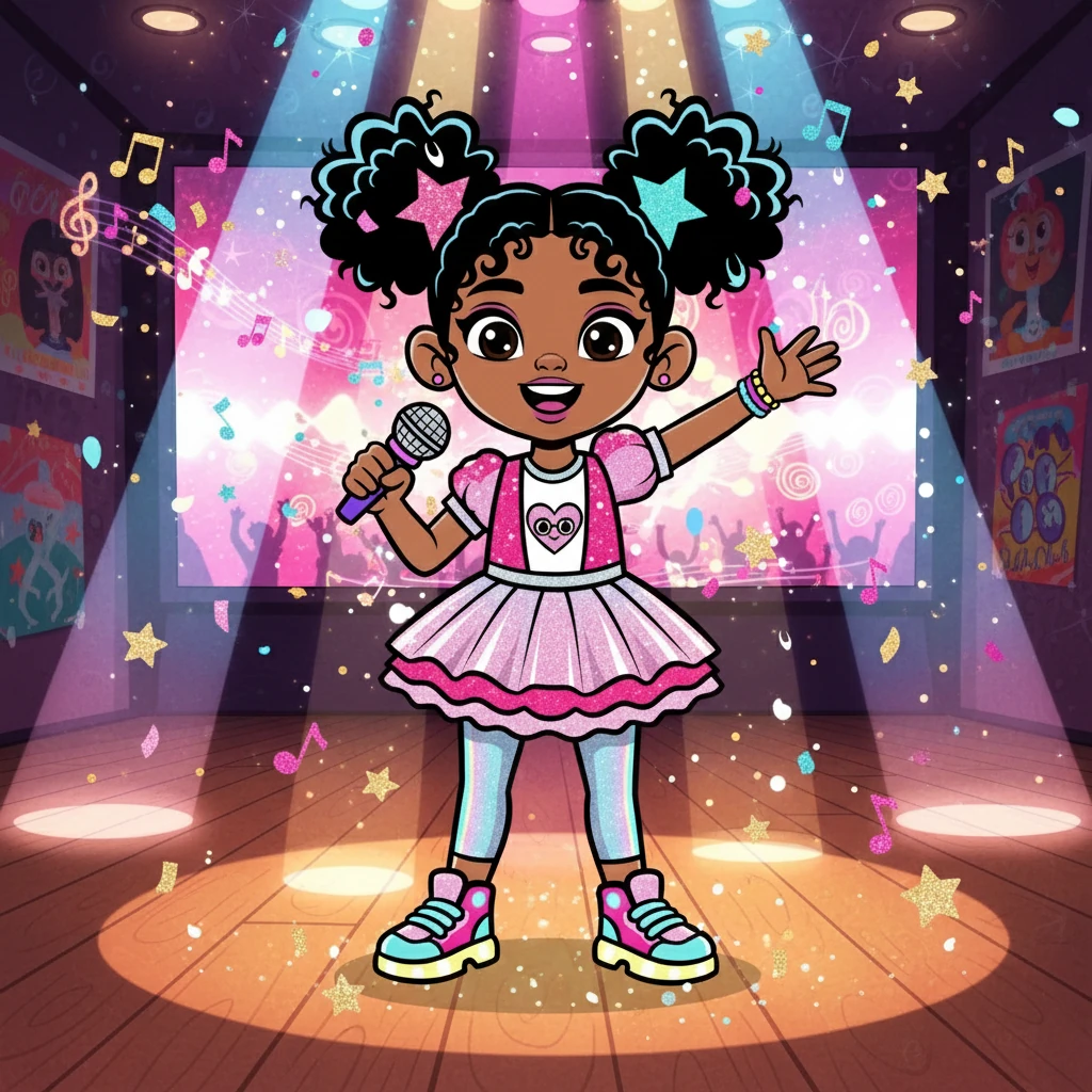 The screen showed a dazzling stage. Aria, clutching her sparkly microphone, imagined herself as the lead singer, her bedroom transformed into a vibrant concert hall. The music began, and she was immediately swept up into the moment, her heart soaring.