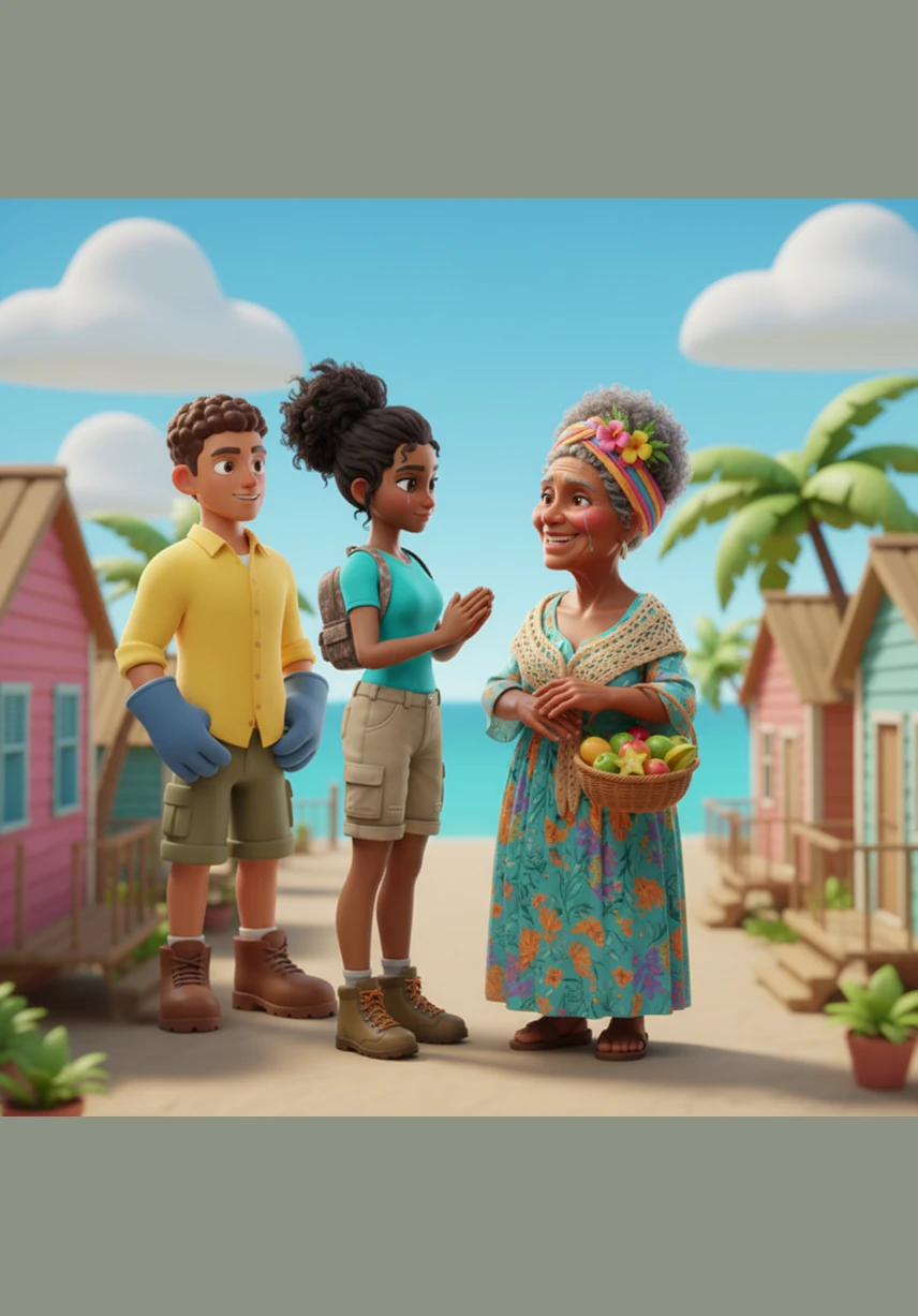 Carlos se une a Ana a la orilla del agua, señalando cómo la basura industrial y el plástico han invadido su hogar. Ambos se preocupan por la salud de su comunidad y por la falta de empleos ahora que los turistas ya no vienen.