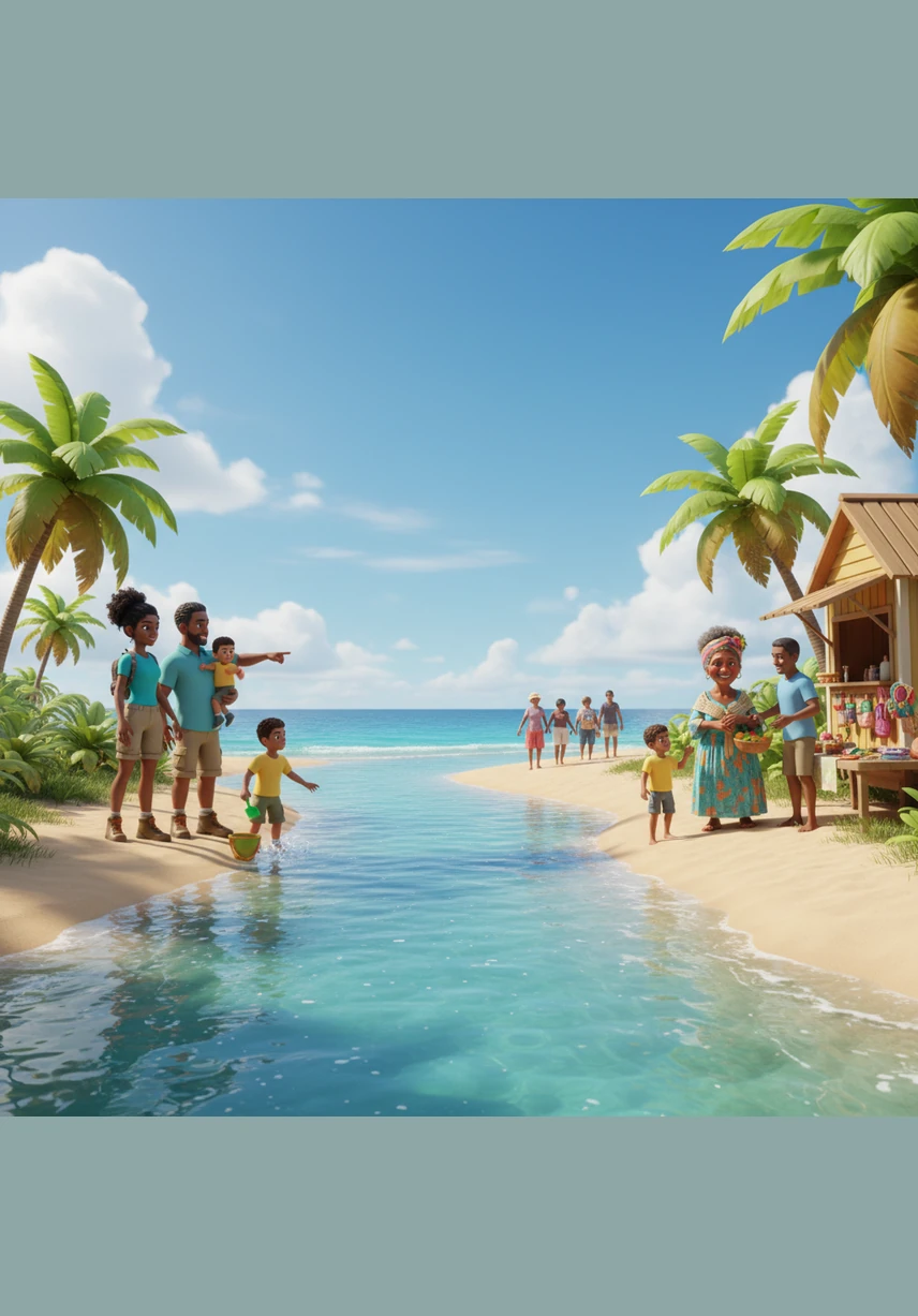 Poco a poco, el agua del río recupera su transparencia y el reflejo del cielo vuelve a verse en la superficie. Con la playa reluciente, los primeros turistas regresan con sus familias para disfrutar del paisaje renovado.