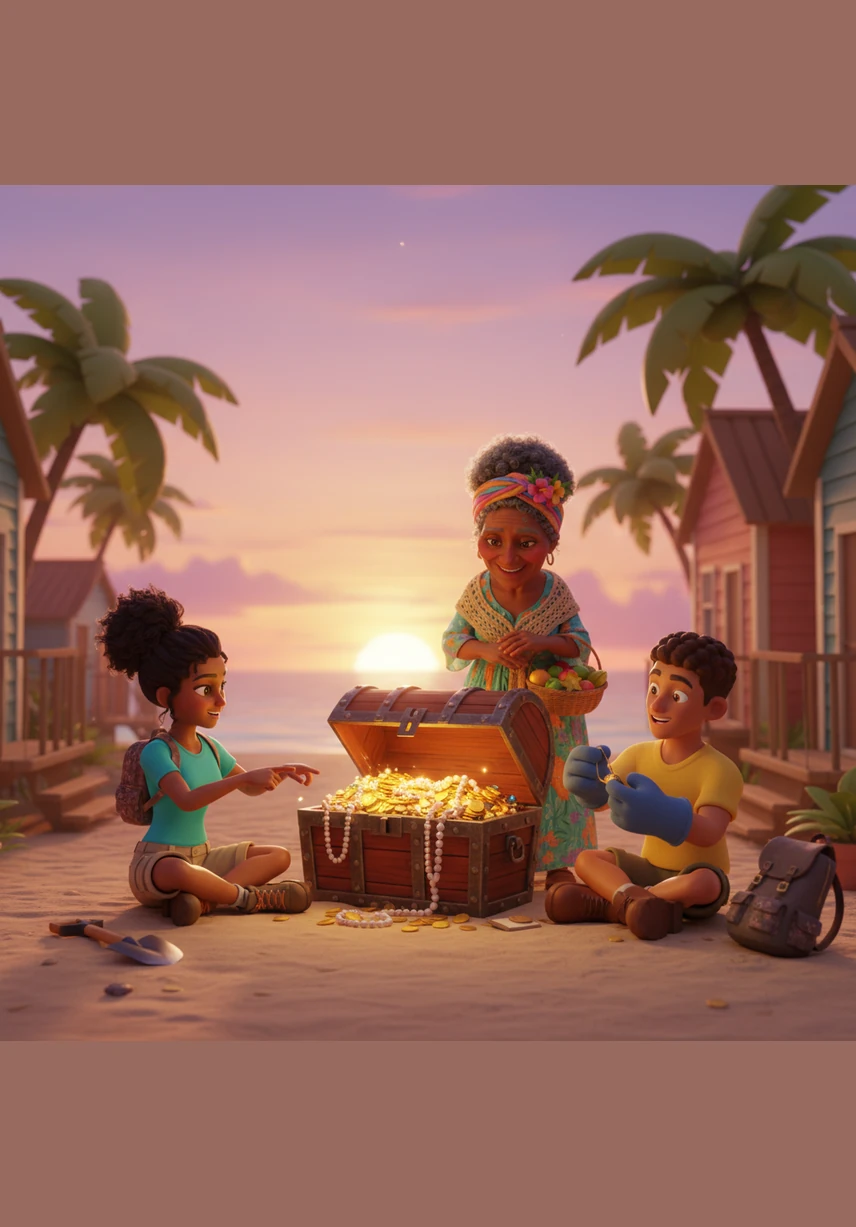 Al atardecer, Ana, Carlos y Pepe descansan frente a un mar impecable bajo las palmeras, sabiendo que han protegido su futuro. Han aprendido que cuidar el agua es el acto de amor más grande que pueden ofrecer a su tierra y a su gente.