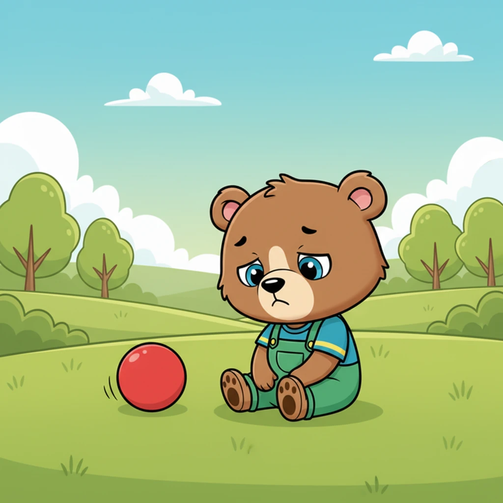 Nico continued to play by himself, but the fun was gone. The bright red ball bounced, but Nico didn't chase it with the same energy. He sat down with a sigh, realizing that playing alone wasn't nearly as exciting anymore, his once bright smile now a thoughtful frown.