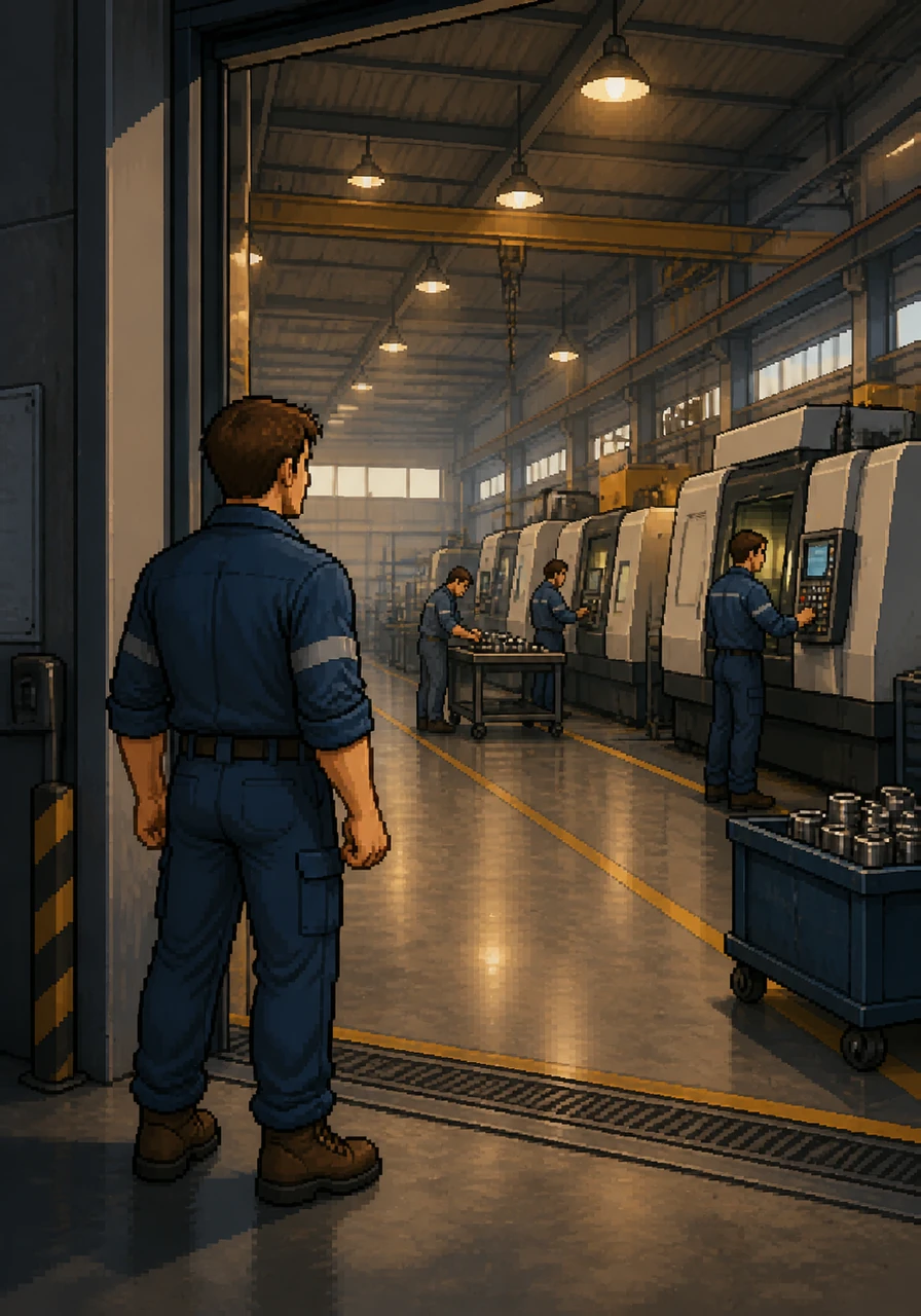 Thomas stands at the entrance of the large production facility on his very first day five years ago. He looks at the humming machines with a determined expression, ready to learn everything from the ground up.