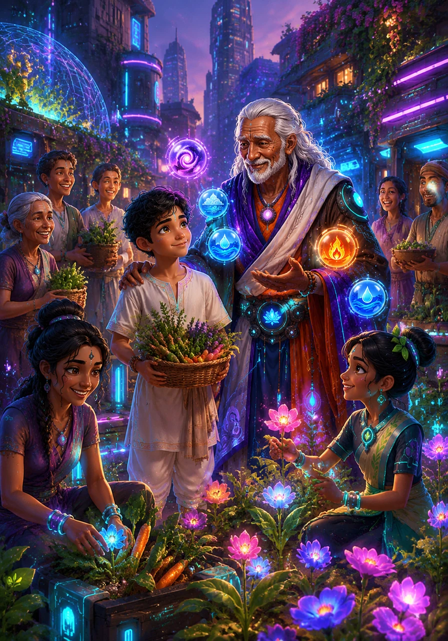 Slowly, the spark returns to the villagers' eyes and the gardens bloom with newfound vigor. The community learns that true health is not just the absence of illness, but a state of radiant joy and balance.