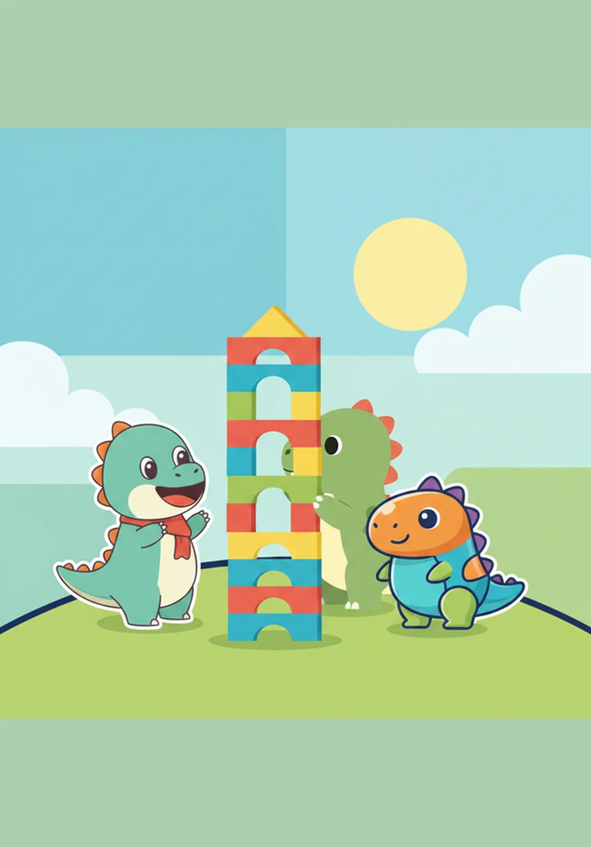 As they build the tower higher and higher, Dash lets out a happy, chirping squeak. I used my sounds to show my friends how excited I was to see the tower grow.