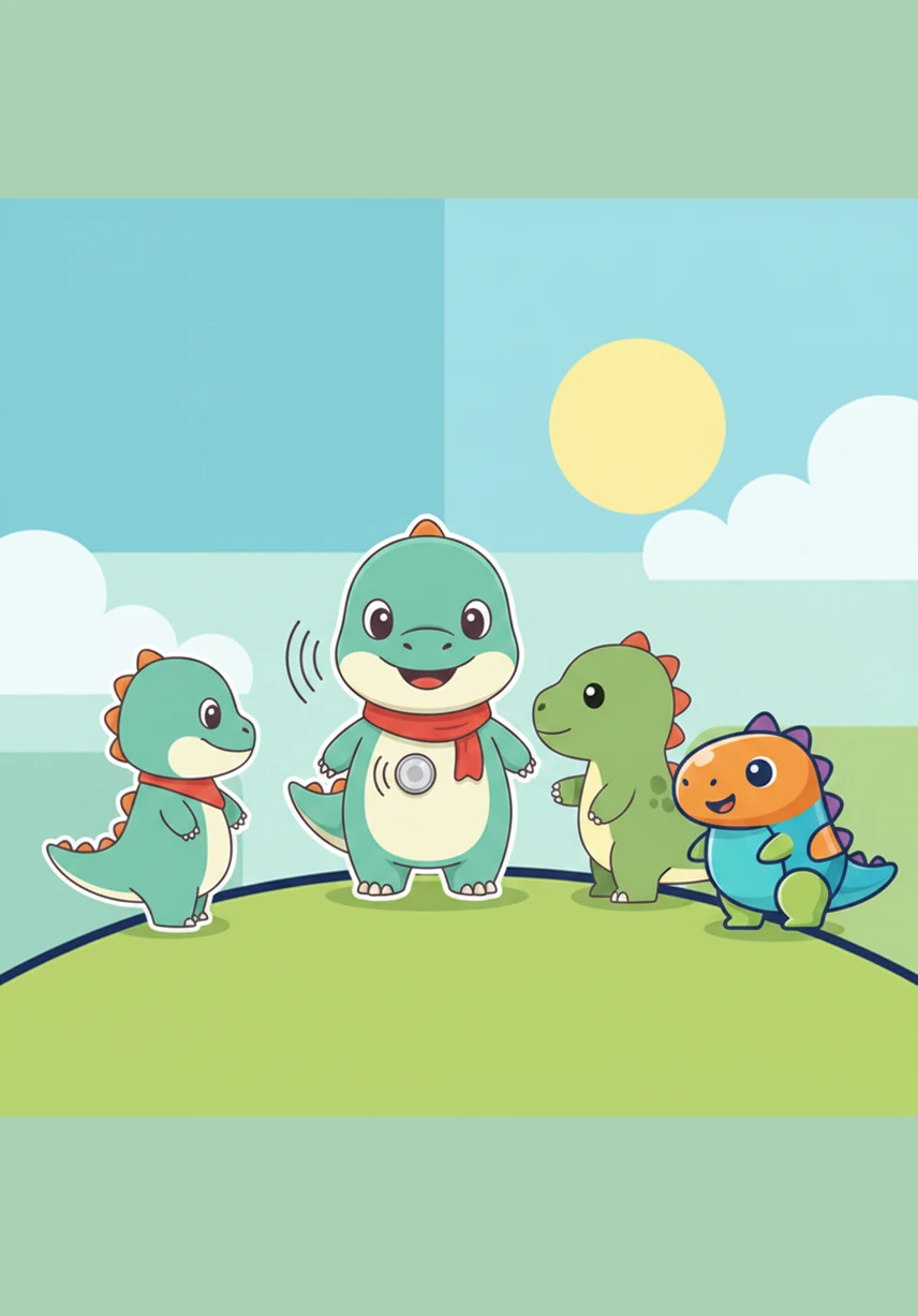 Sometimes Dash notices that he communicates differently than the other dinosaurs, but he knows that is okay. He feels proud of his device and the special sounds he makes.