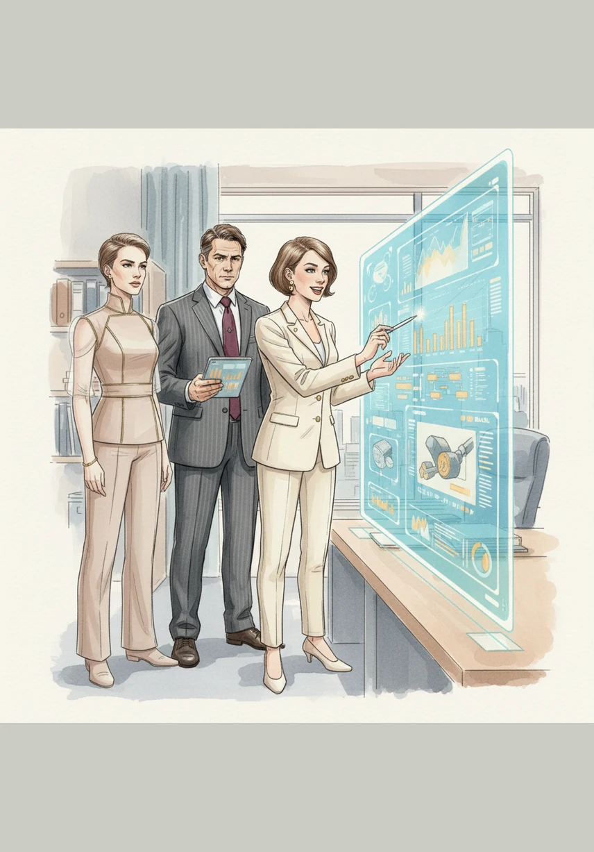 The project is complete, and Alex pushes the final code to the world, launching a 3D digital showroom that redefines online shopping. He stands back, watching the first users enter the immersive space, their faces lit by the glow of a new digital frontier.