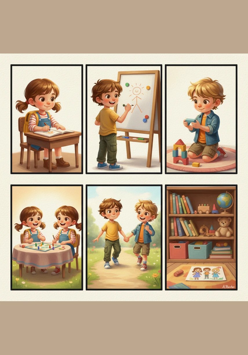 The friends scrambled around the house to find everything they needed for their big project. They gathered long wooden sticks, sturdy ropes, and a massive, colorful cloth that smelled like sunshine.