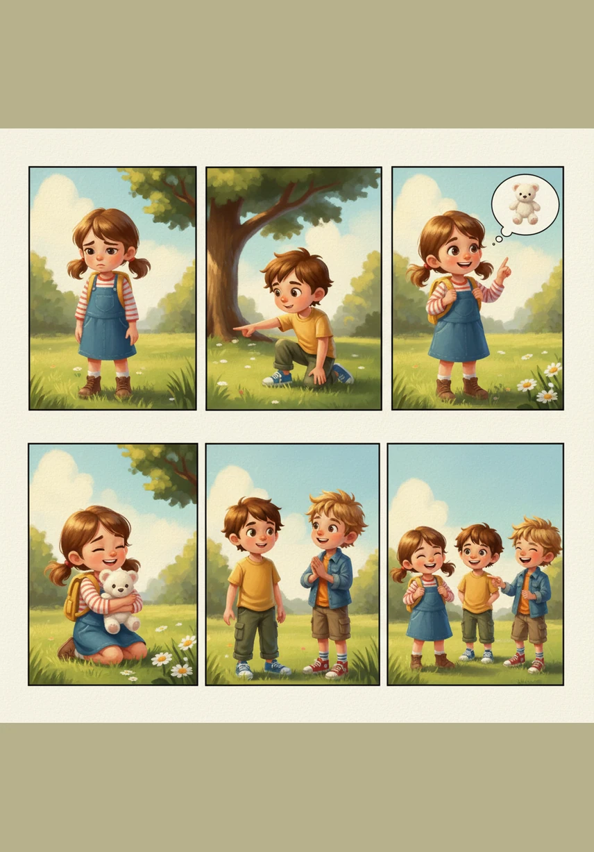 Hold it together! Luna cried out, grabbing a pole before it could tip over. Ben and Arif rushed to help, their hands small but determined as they fought against the whistling wind.