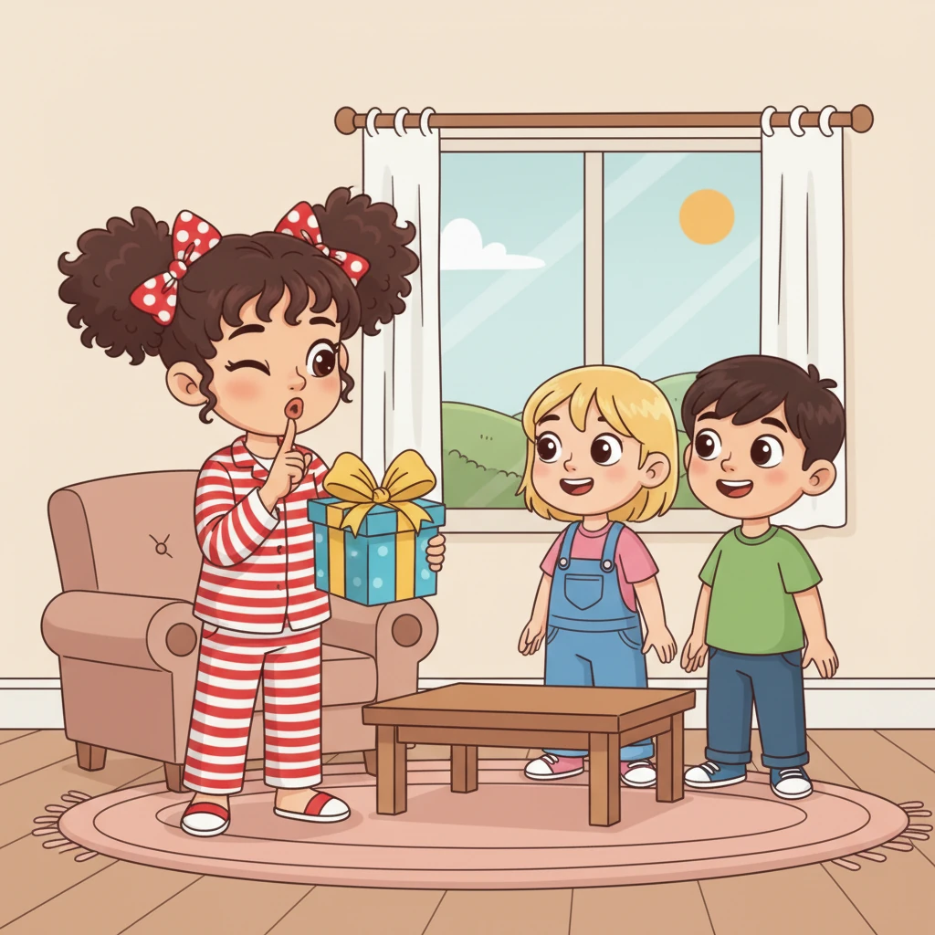 Rita, la coinquilina, rientra portando un pacco regalo avvolto in carta brillante. Fa un cenno d'intesa a Marta e Mariano, pronti a mettere in atto il loro piano.