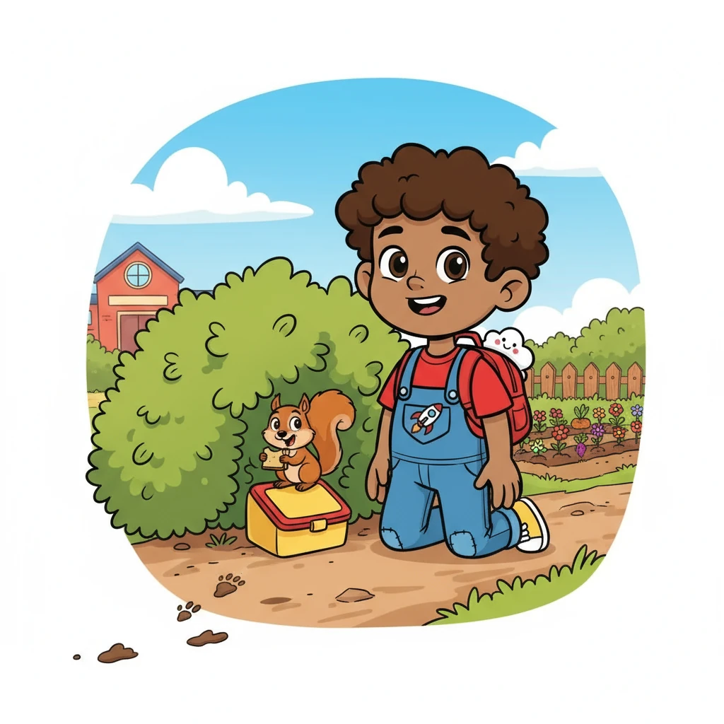 Following a small muddy footprint, they found a trail that led to the school garden. There, hidden beneath a bush, they discovered the lunchbox! A mischievous squirrel had taken it, but thankfully, nothing was damaged.