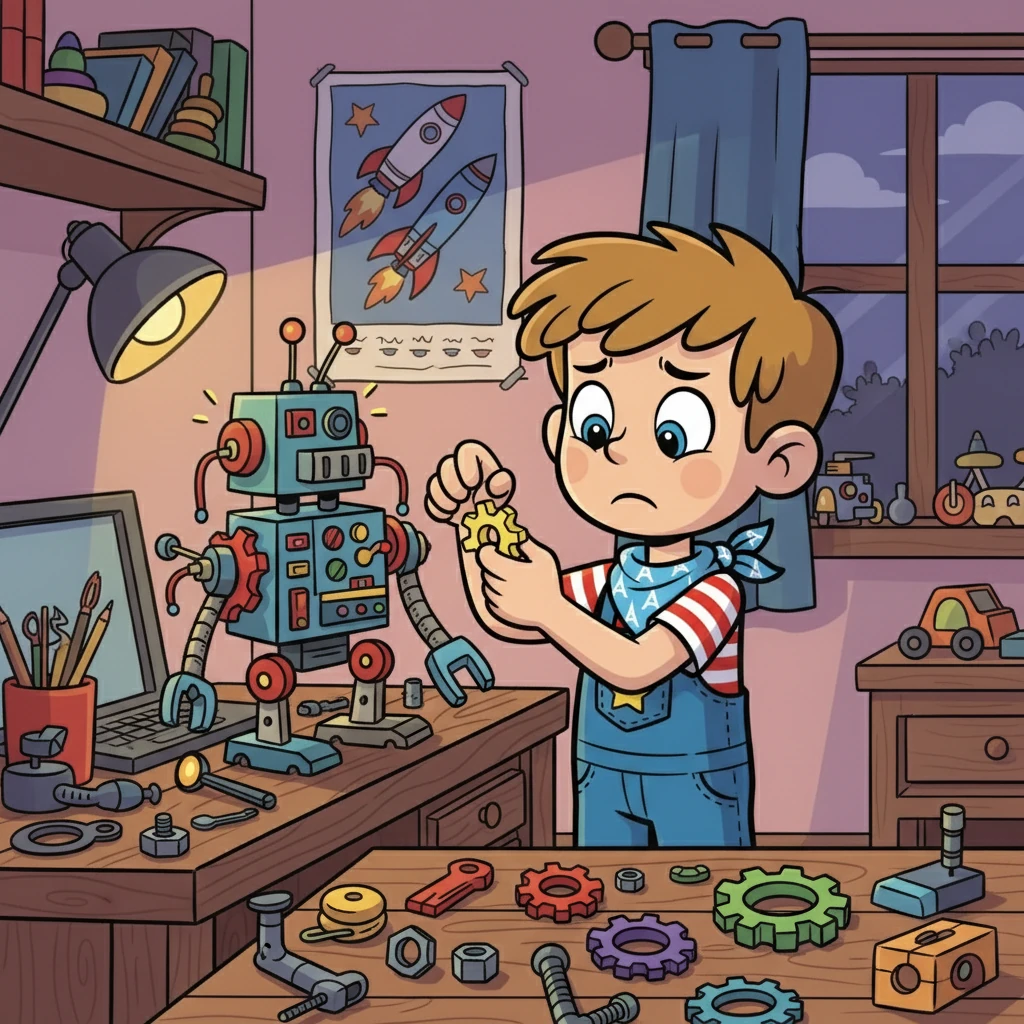 Un jour, Christian décida de participer au concours d'inventions de l'école. Il travailla d'arrache-pied sur son robot, ajoutant des détails et perfectionnant chaque mécanisme. L'excitation et l'anxiété se mêlaient à chaque étape.