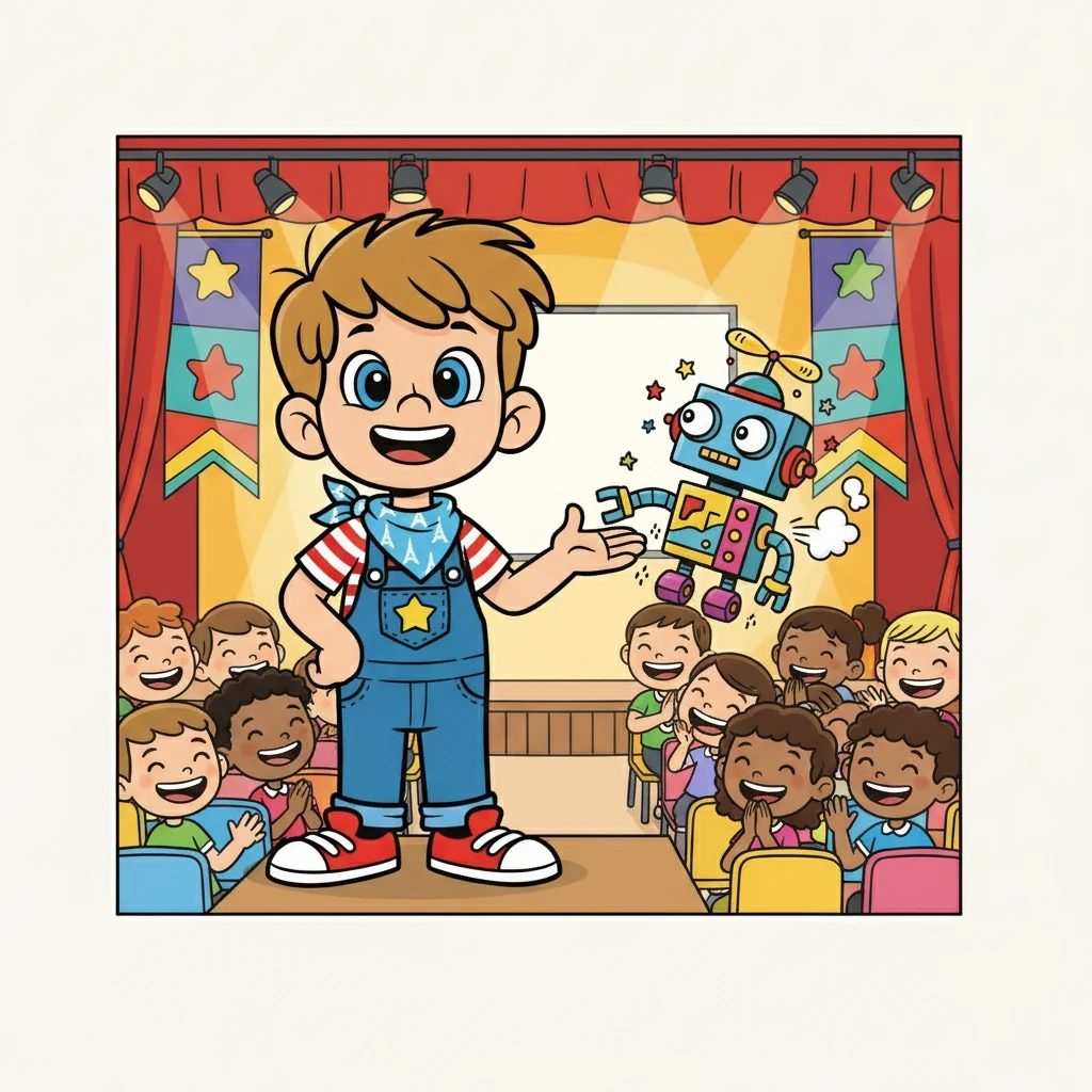 Le jour du concours, Christian présentait fièrement son robot. Les autres enfants étaient impressionnés par l'ingéniosité de sa création. Malgré quelques bugs, le robot fit sourire tout le monde, y compris Christian, fier de son travail.