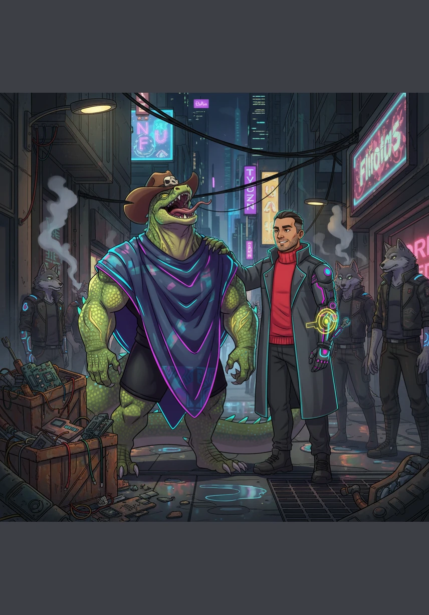 Ryuk let out a raspy, barking laugh and slapped the wolf-man on the shoulder, his powerful spiked tail thumping against a crate of scrap metal. He told his brothers that while they had claws, Victor had the mind and the technology to crack any vault in the Upper City.