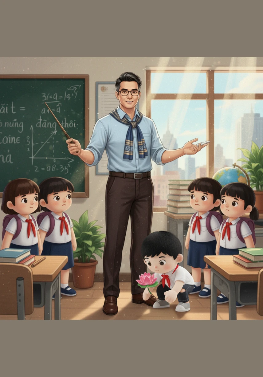 Dưới ánh nắng mai rực rỡ, thầy Nguyễn Đức Đô cùng các bạn học sinh lớp 5A4 trường Tiểu học Liên Khê cùng nhau quan sát thực trạng ô nhiễm tại địa phương. Ánh mắt thầy đượm vẻ lo lắng nhưng cũng tràn đầy quyết tâm khi nhìn thấy những bãi rác tự phát và dòng kênh không còn trong xanh.