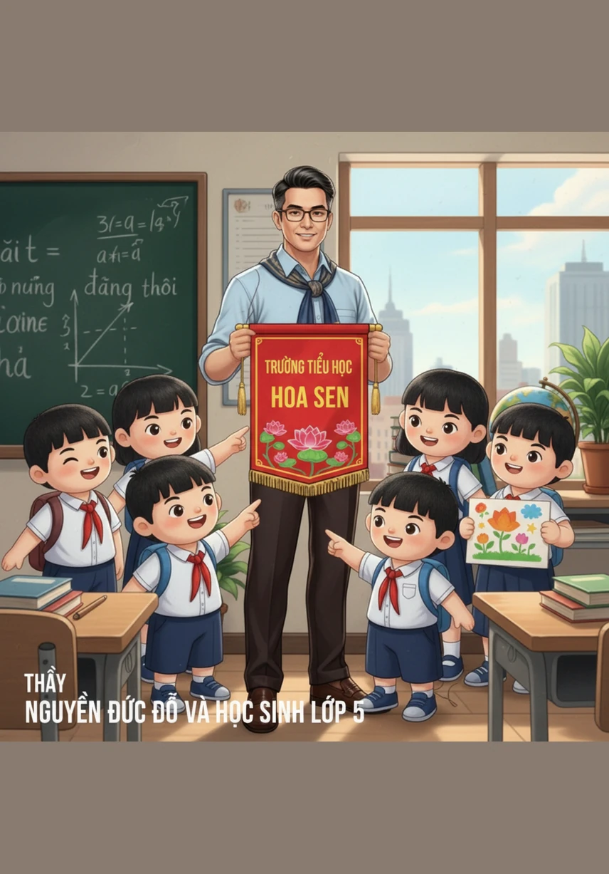 Cả lớp 5A4 cùng thầy Đô quây quần bên nhau dưới gốc cây xanh, cùng giơ cao biểu ngữ về bảo vệ môi trường trong niềm hạnh phúc ngập tràn. Câu chuyện khép lại với thông điệp ý nghĩa vang vọng: bảo vệ môi trường chính là bảo vệ cuộc sống của chính chúng ta.