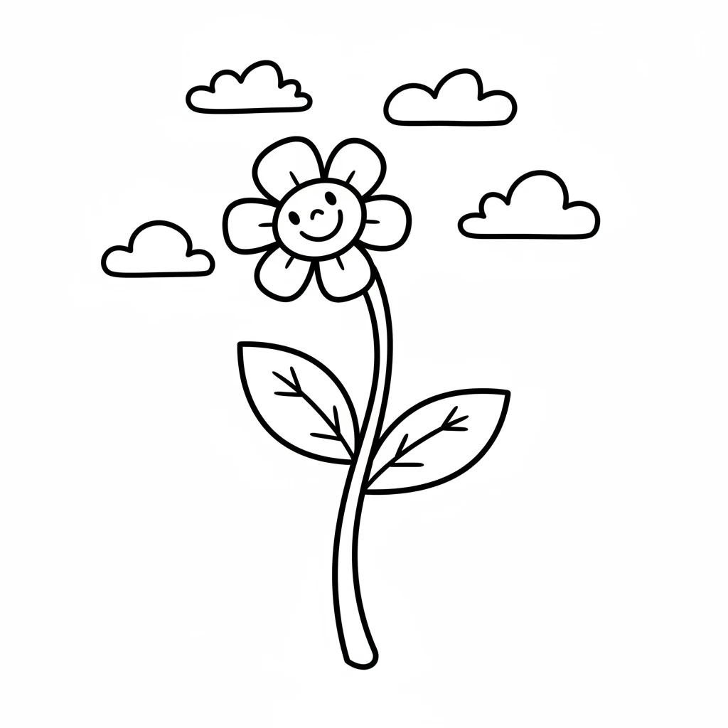 Petal grew taller each day, reaching for the clouds. She had a strong green stem and two happy little leaves. The soft breeze made her sway gently from side to side.
