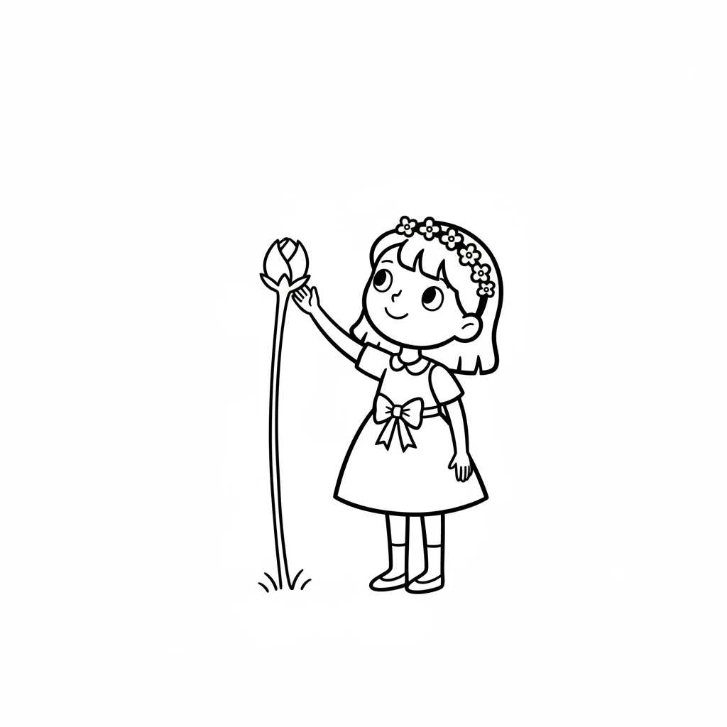A small, round bud appeared at the top of Petal's stem. It was a secret little package, full of promise. Petal felt a tingle of excitement, knowing something wonderful was about to happen.