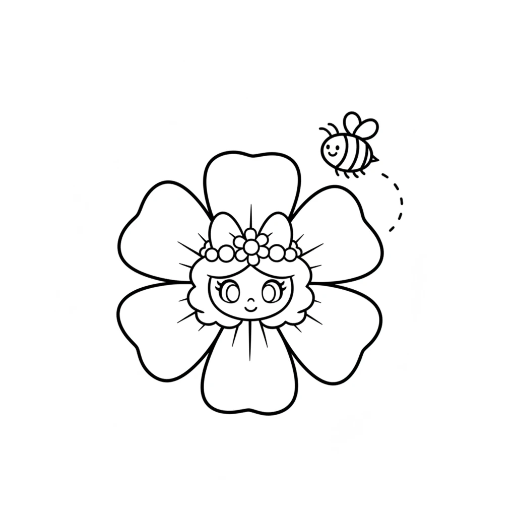 At last, Petal opened all her petals wide! She was a magnificent, vibrant flower, full of joy. A happy little bee buzzed around her, dancing in the air.