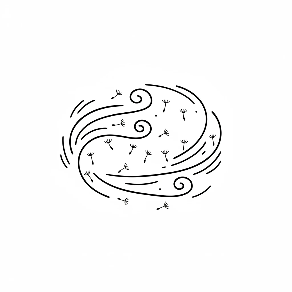A friendly gust of wind swooped down and gently carried Petal's seeds. They floated through the air like tiny dancers. Each little seed was on its way to a new home.