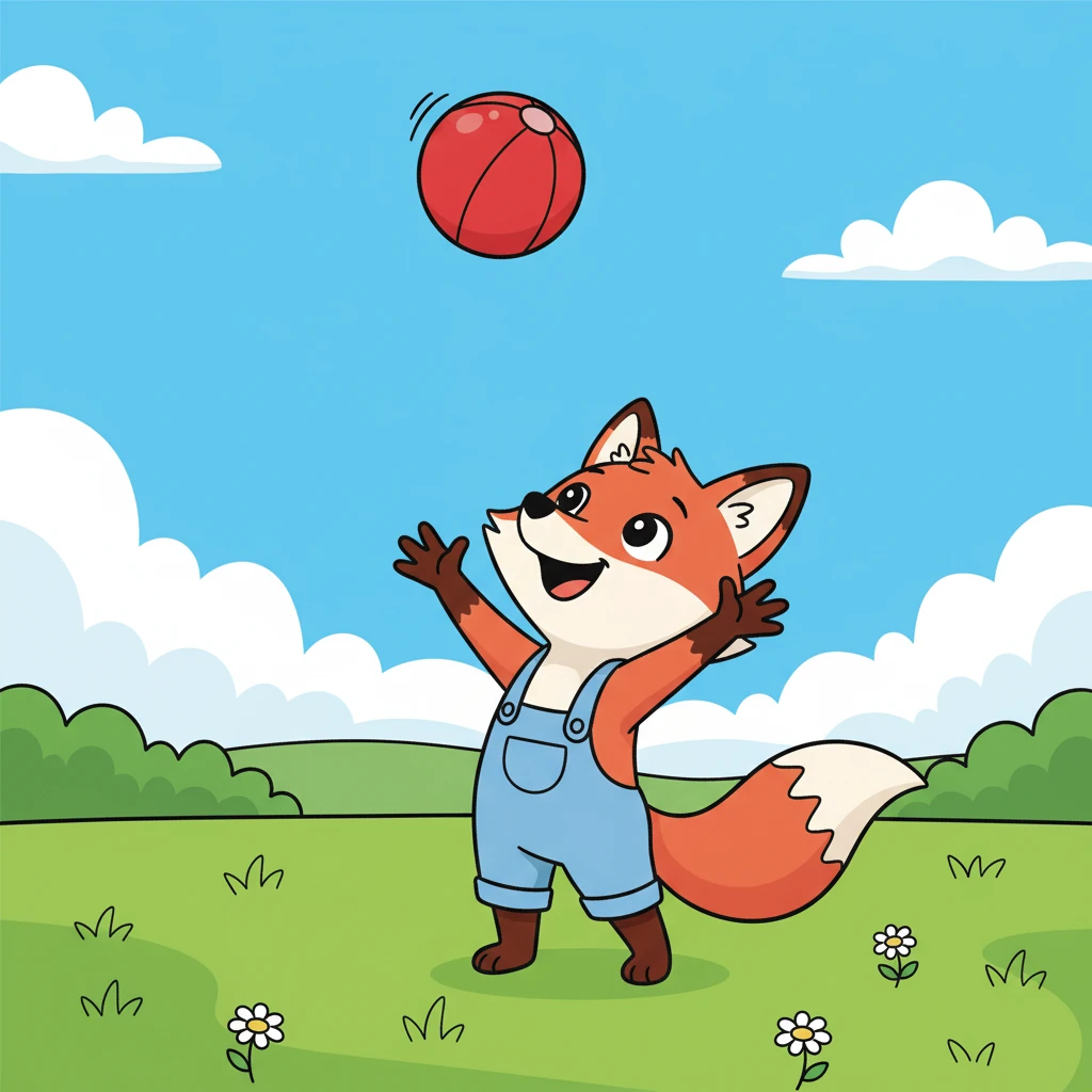 “Bounce, bounce, bounce!” the ball went, leaping high into the sky above Fiona. She looked up, her arms reaching out as if to catch it again. The meadow was green and the sky was a brilliant blue.